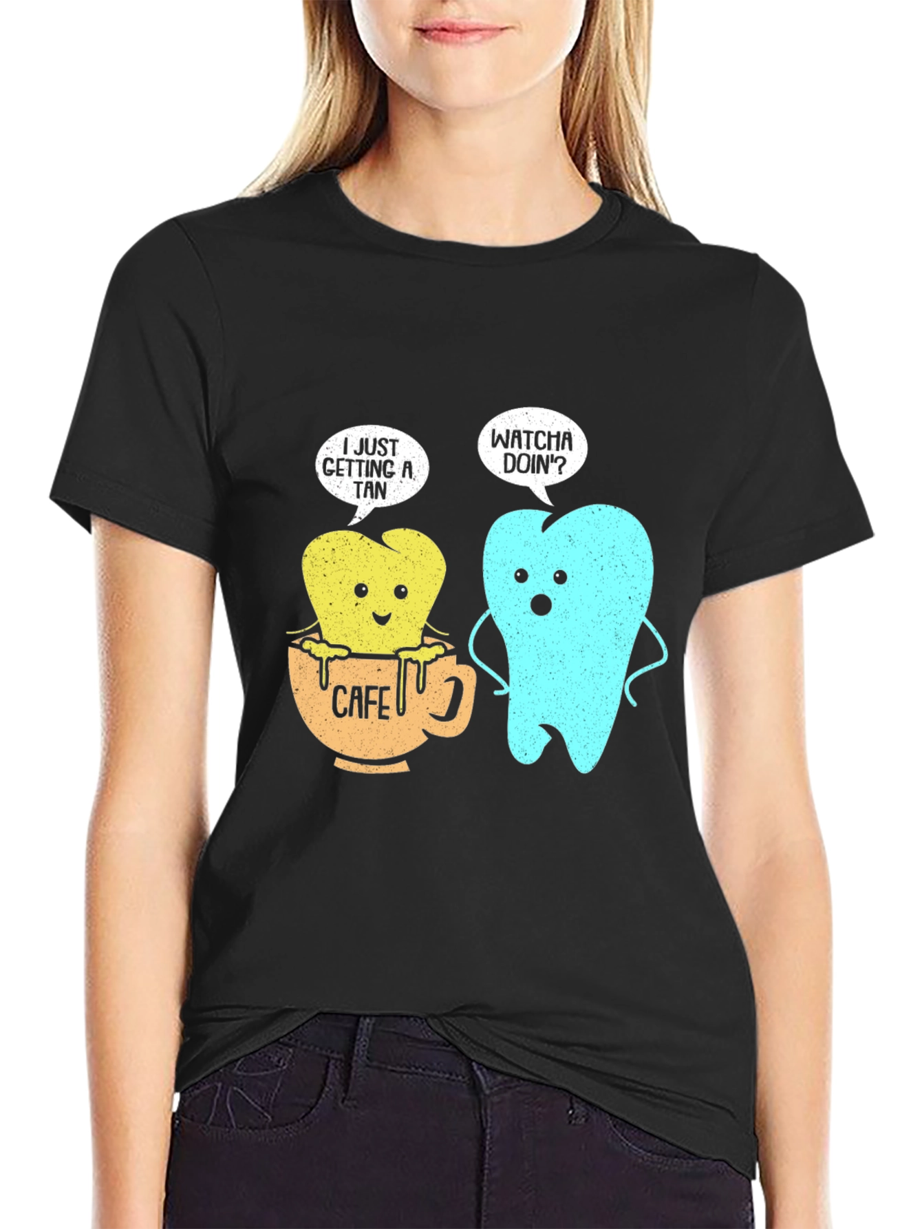 Funny Tooth Cafe Au Tan Graphic T-Shirt