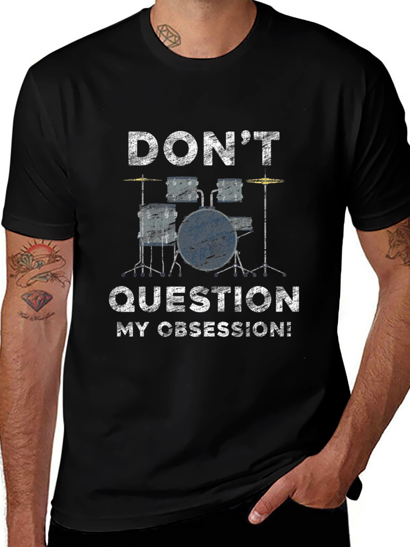 Drummer Obsession Graphic Tee - Black Cotton T-Shirt