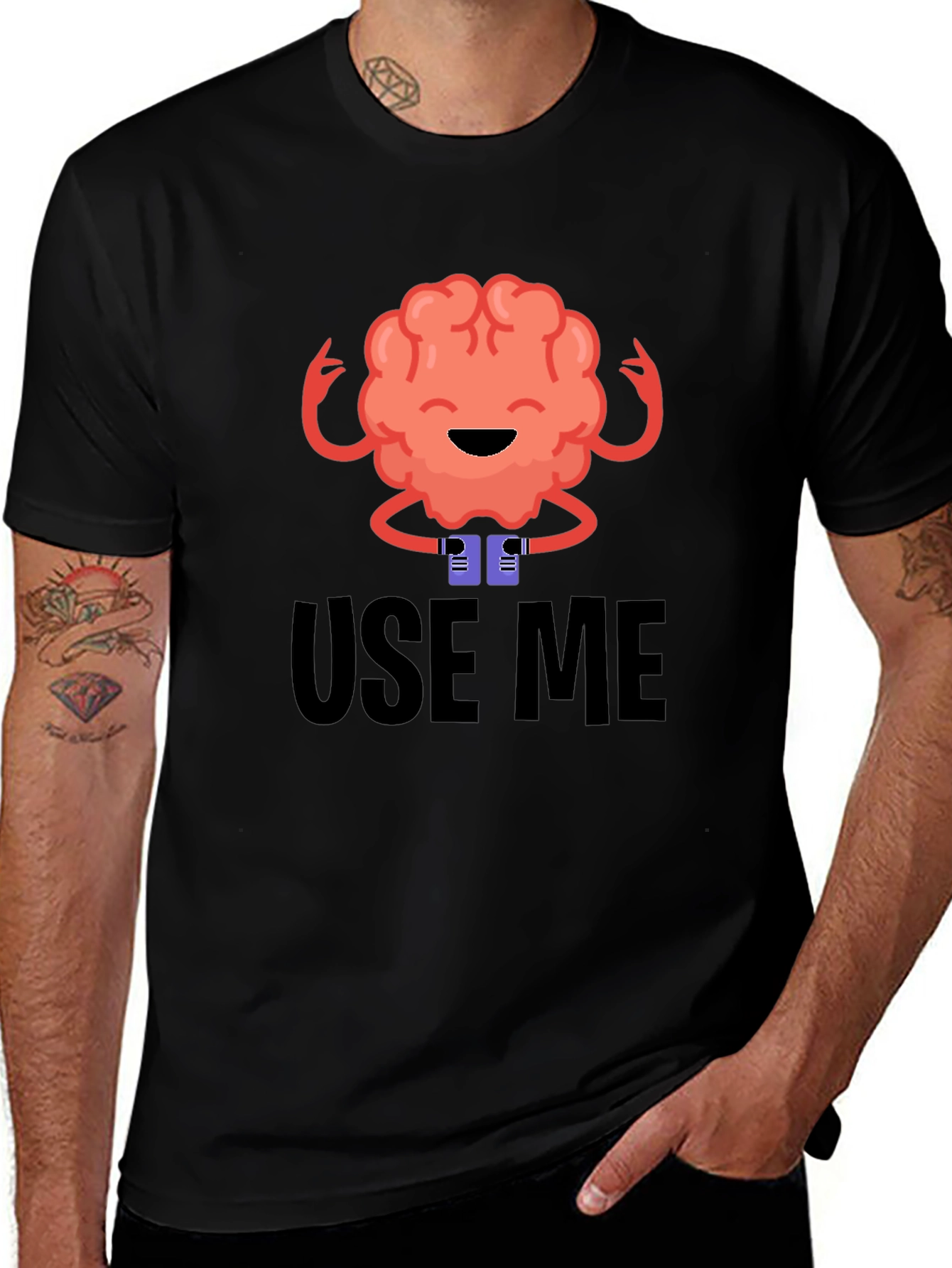 Use Me Brain Graphic Tee - Black Cotton T-Shirt