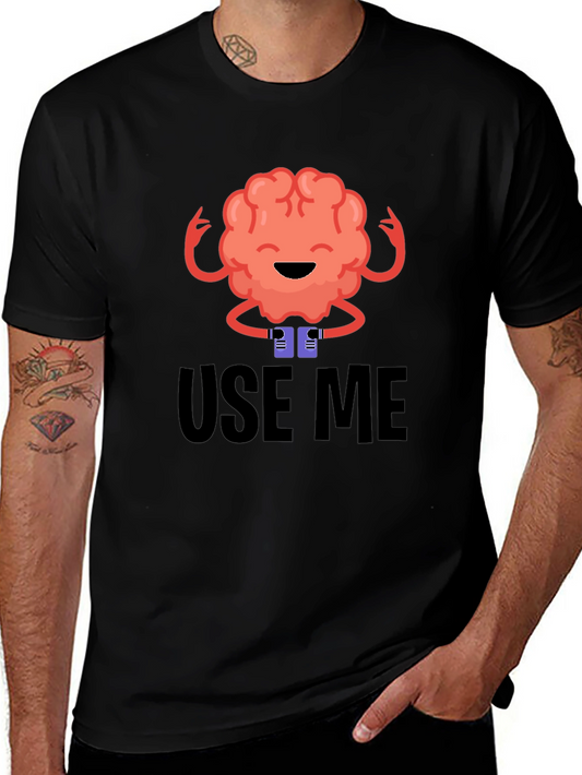 Use Me Brain Graphic Tee - Black Cotton T-Shirt