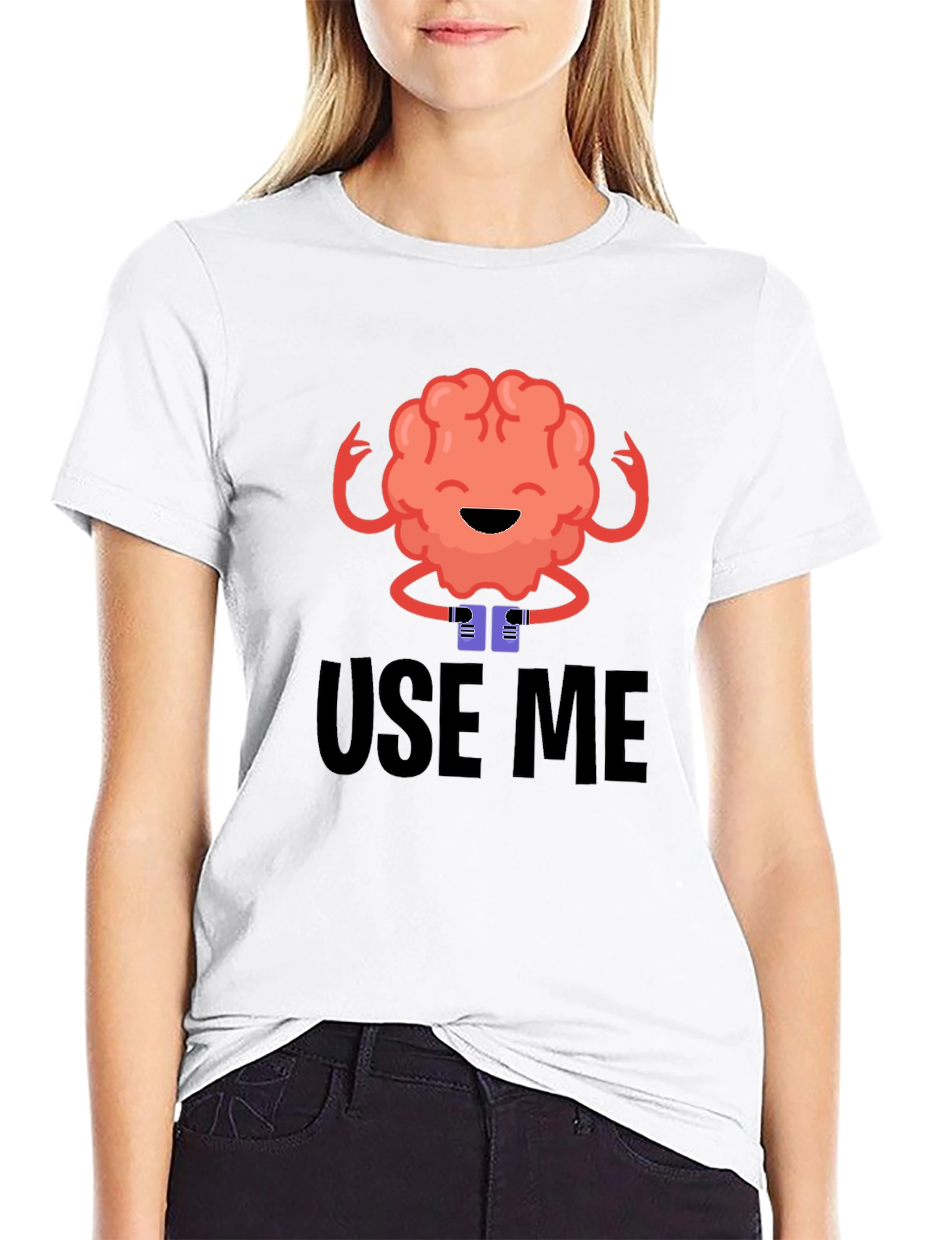 Use Me Brain Graphic Tee - Black Cotton T-Shirt