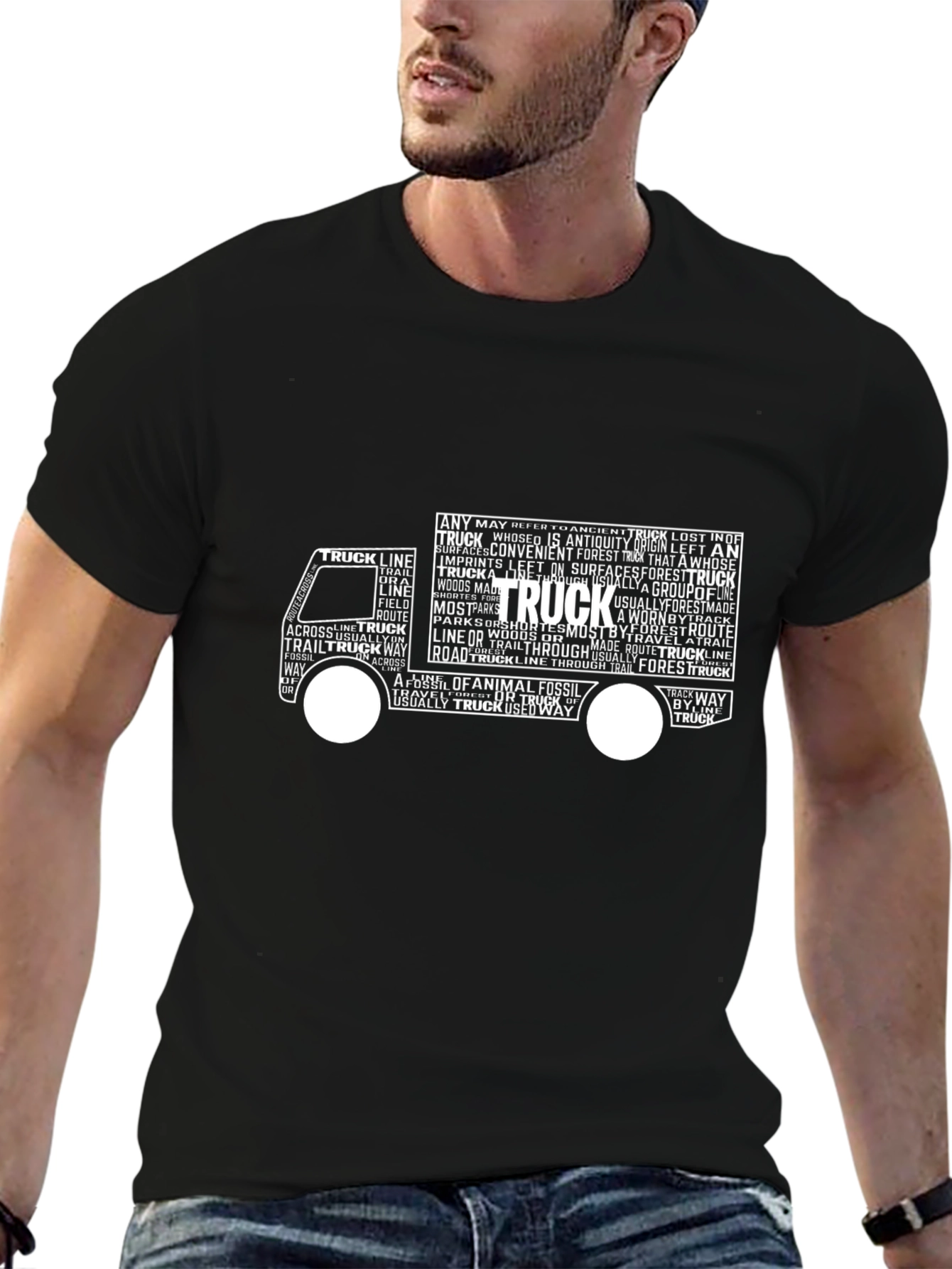 Truck Word Art Graphic Tee - Black