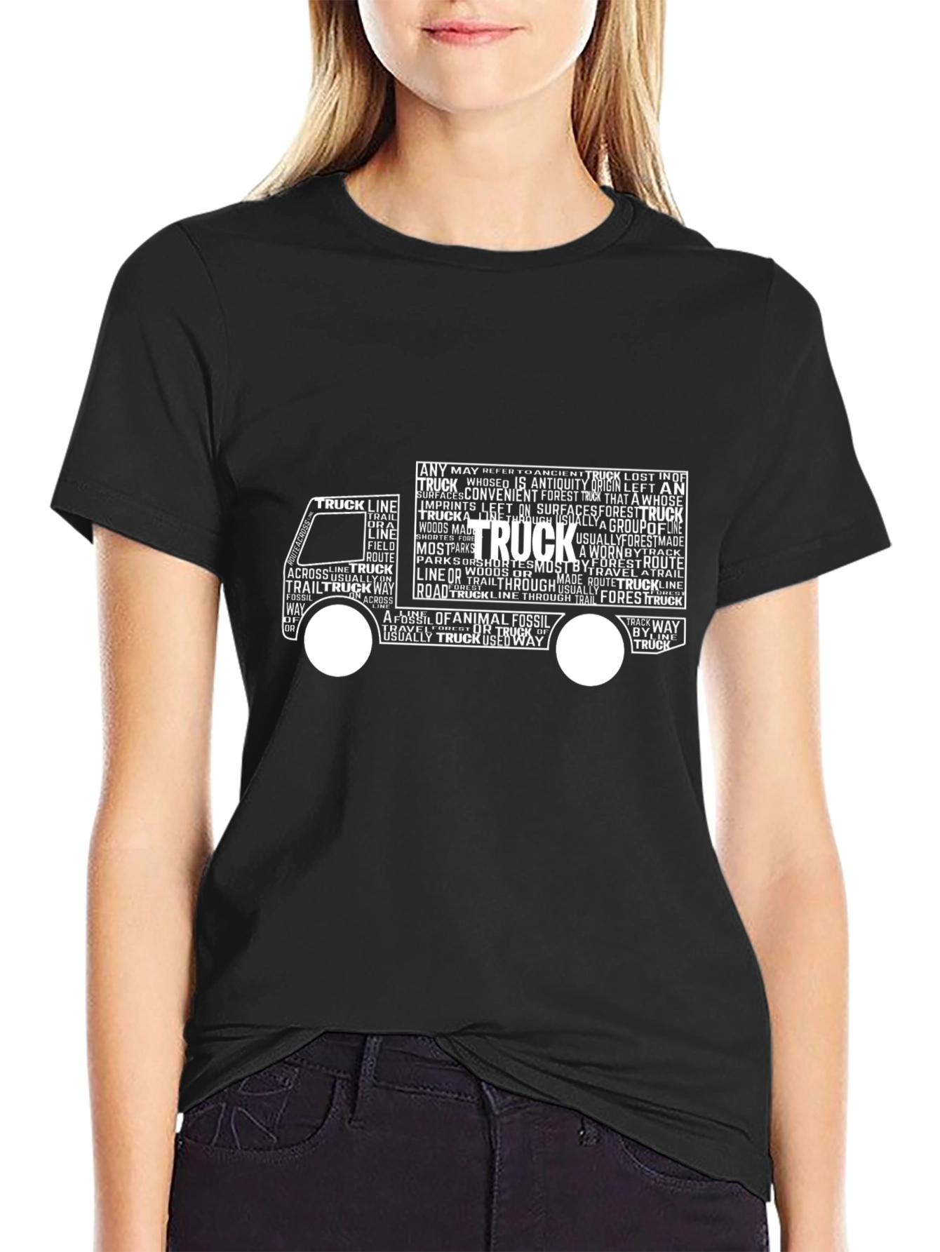 Truck Word Art Graphic Tee - Black
