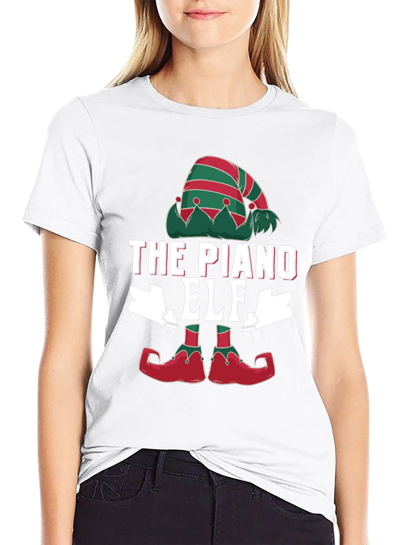 The Piano Elf Christmas T-Shirt