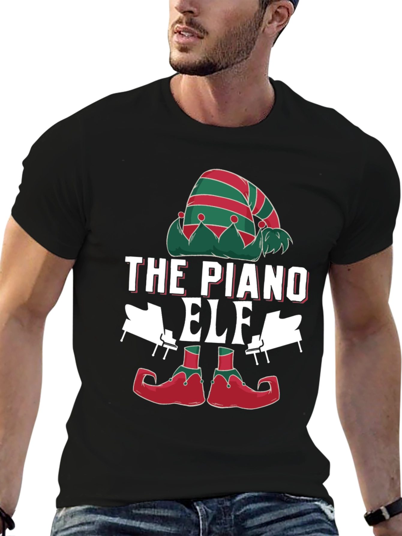 The Piano Elf Christmas T-Shirt
