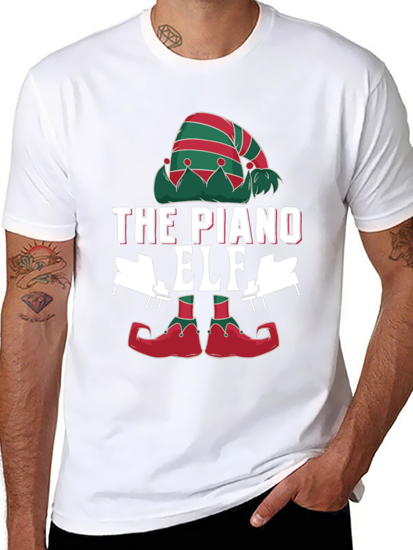 The Piano Elf Christmas T-Shirt