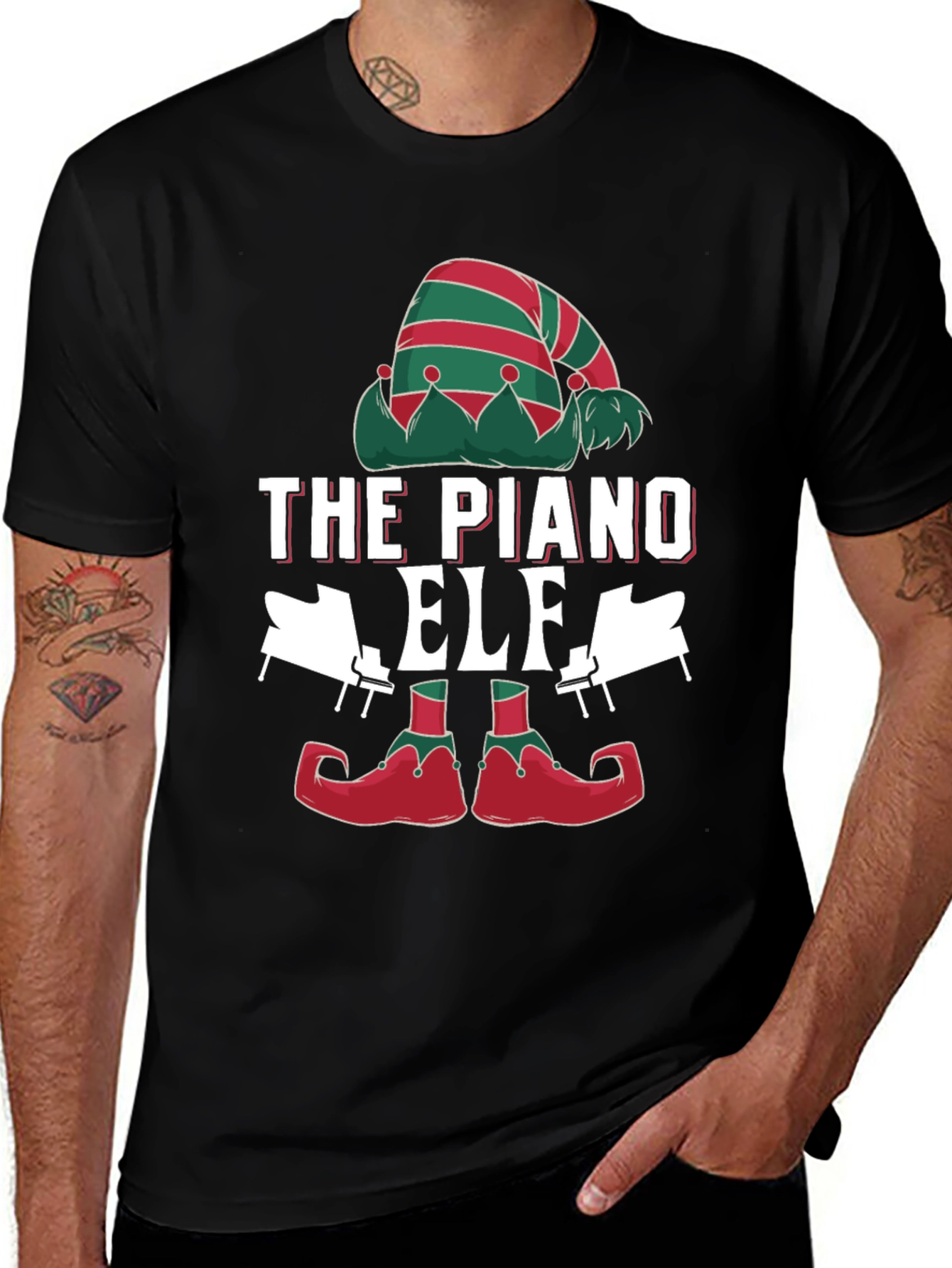 The Piano Elf Christmas T-Shirt