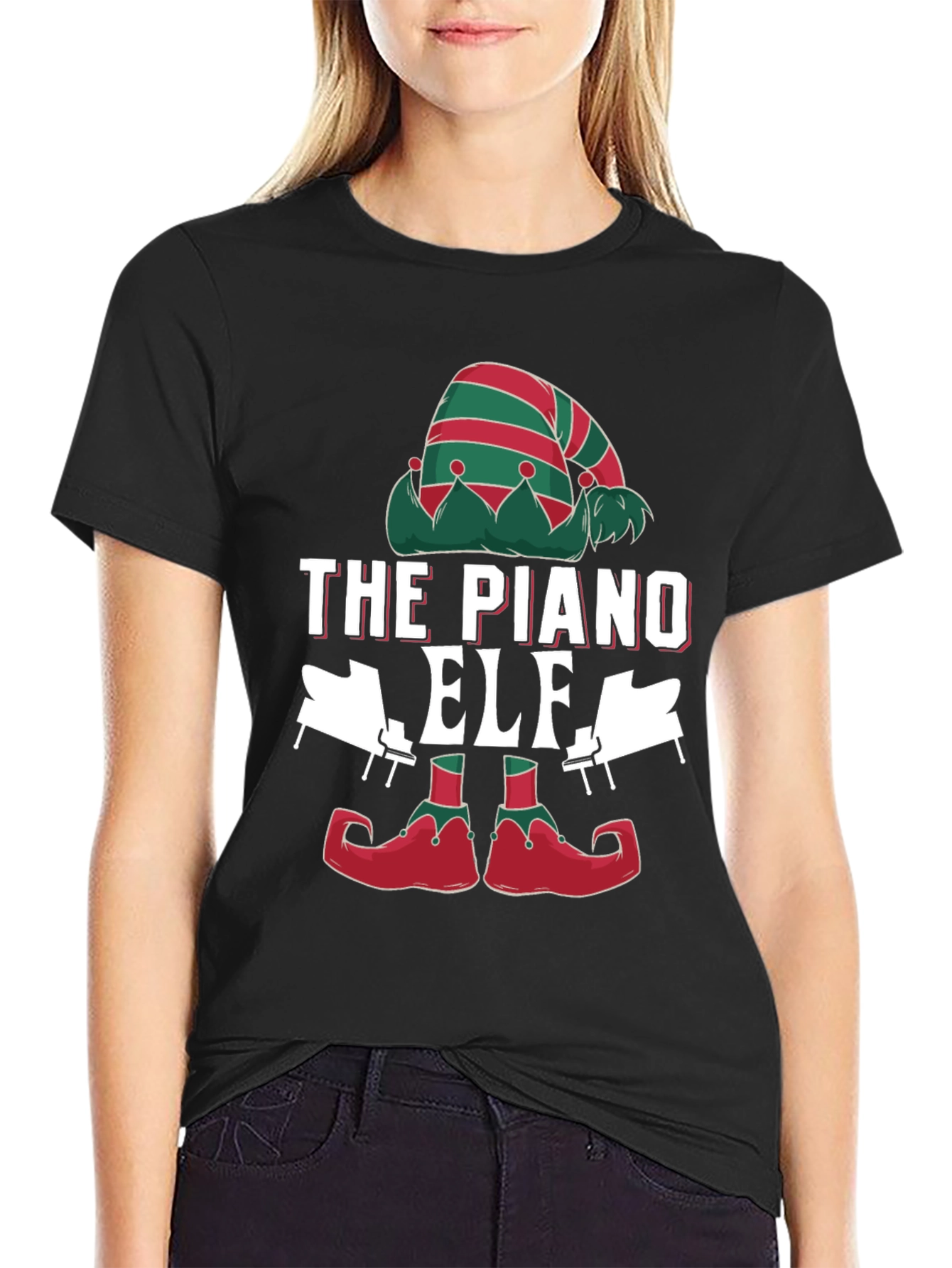 The Piano Elf Christmas T-Shirt