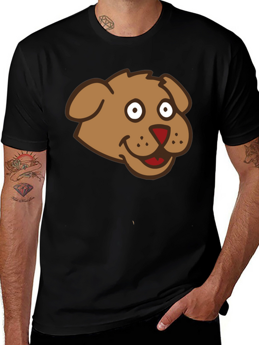 Cartoon Dog Face Black T-Shirt