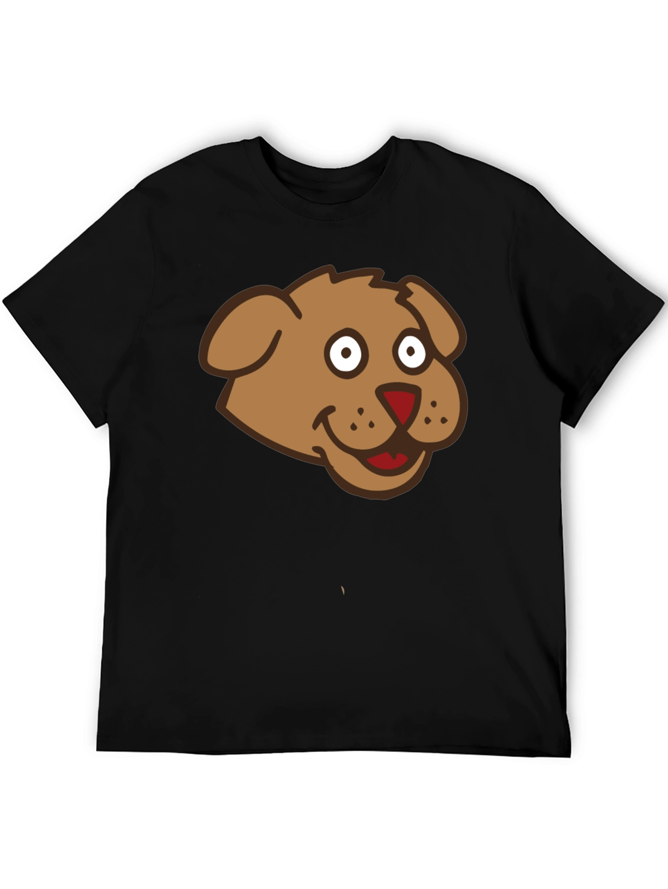 Cartoon Dog Face Black T-Shirt