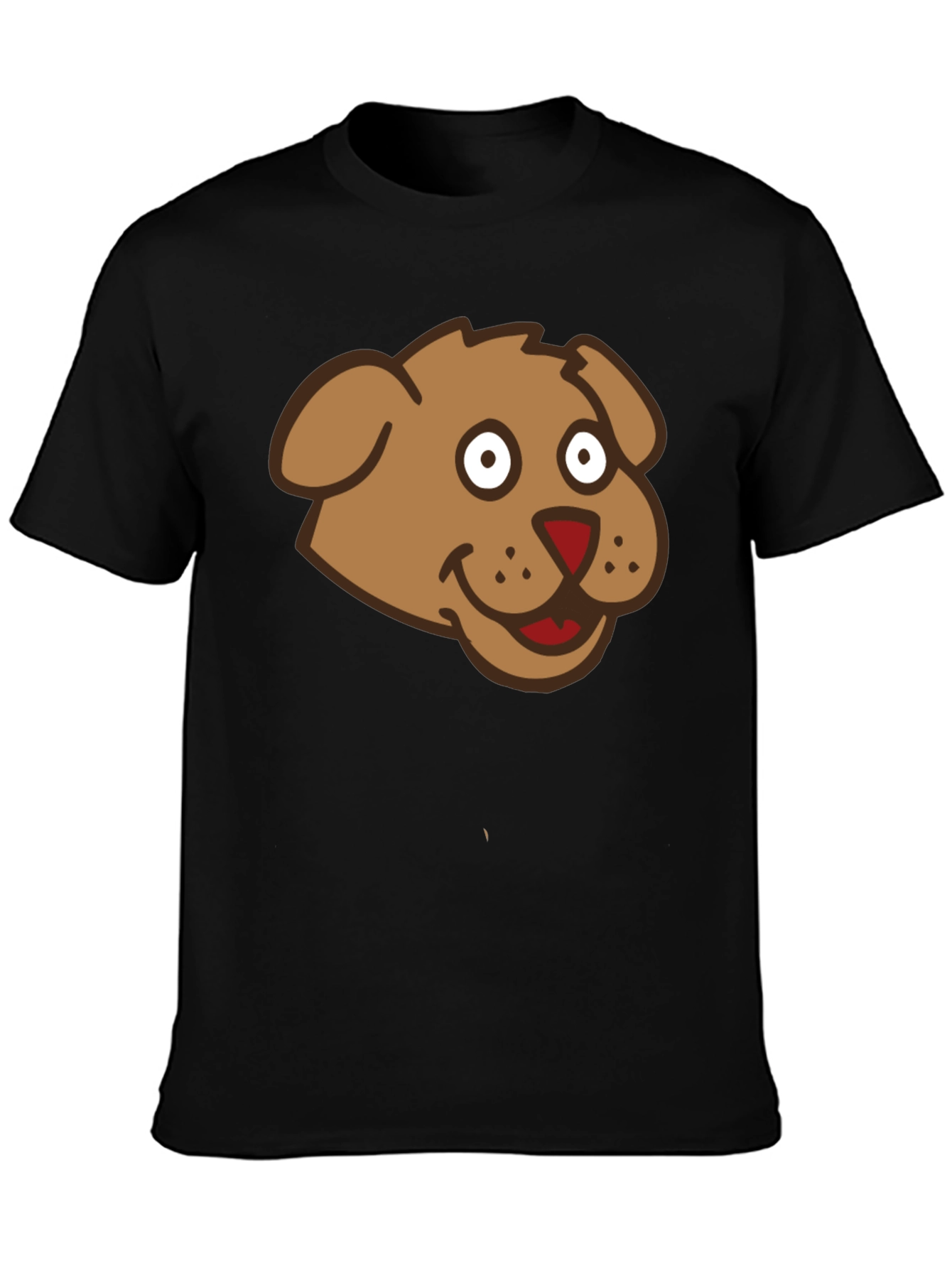Cartoon Dog Face Black T-Shirt