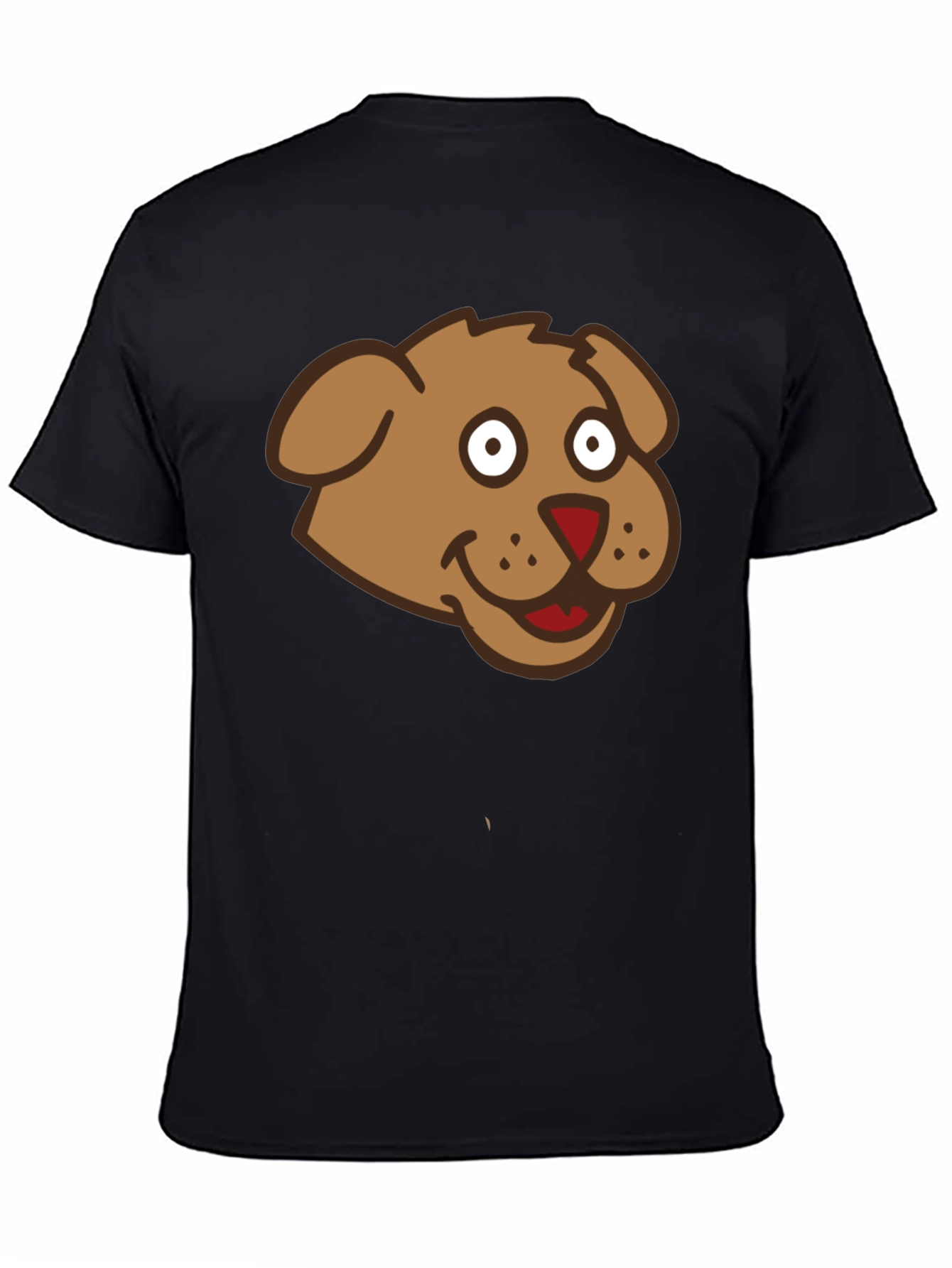Cartoon Dog Face Black T-Shirt