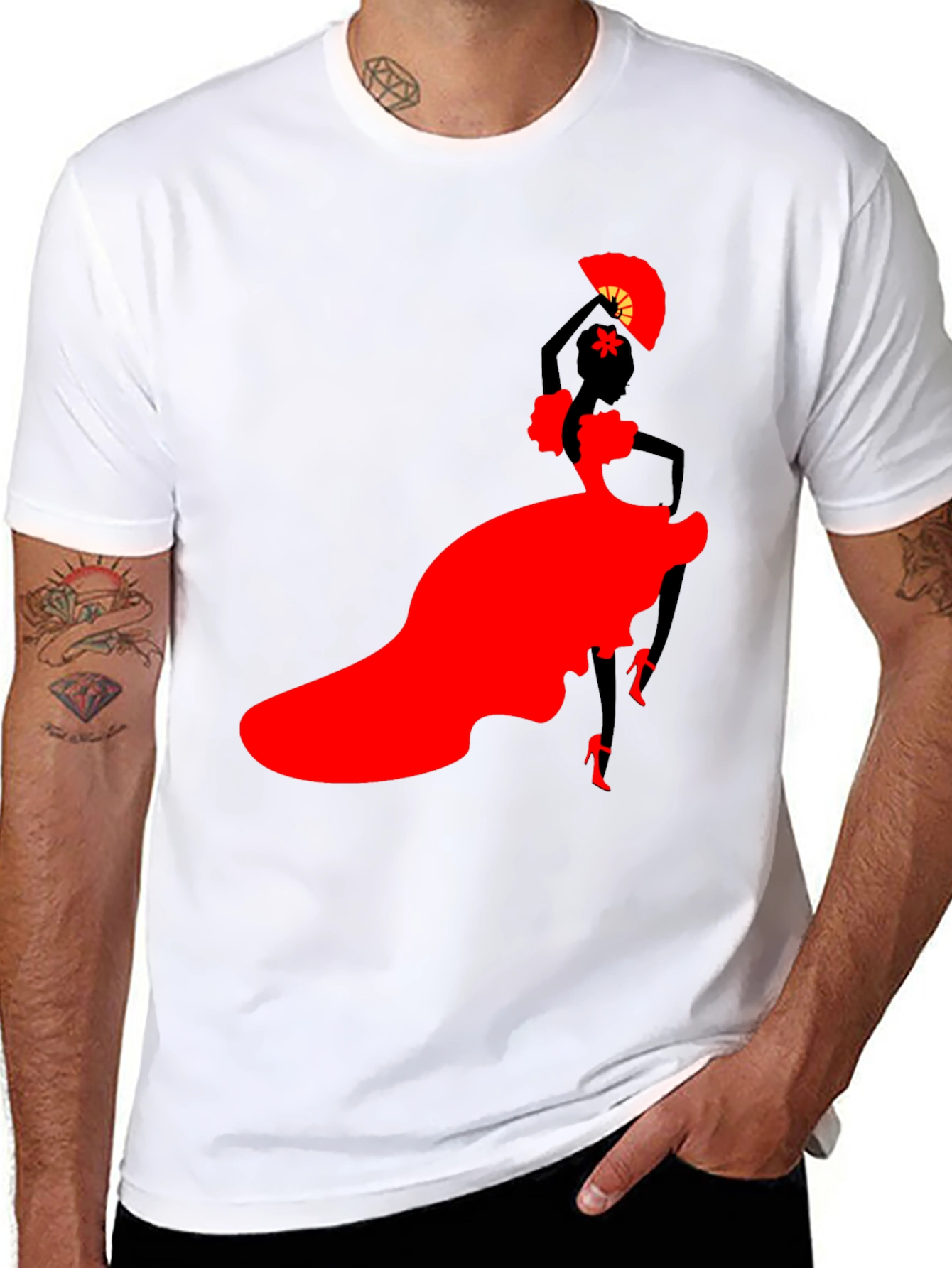 Flamenco Dancer Graphic Tee - Stylish Black T-Shirt