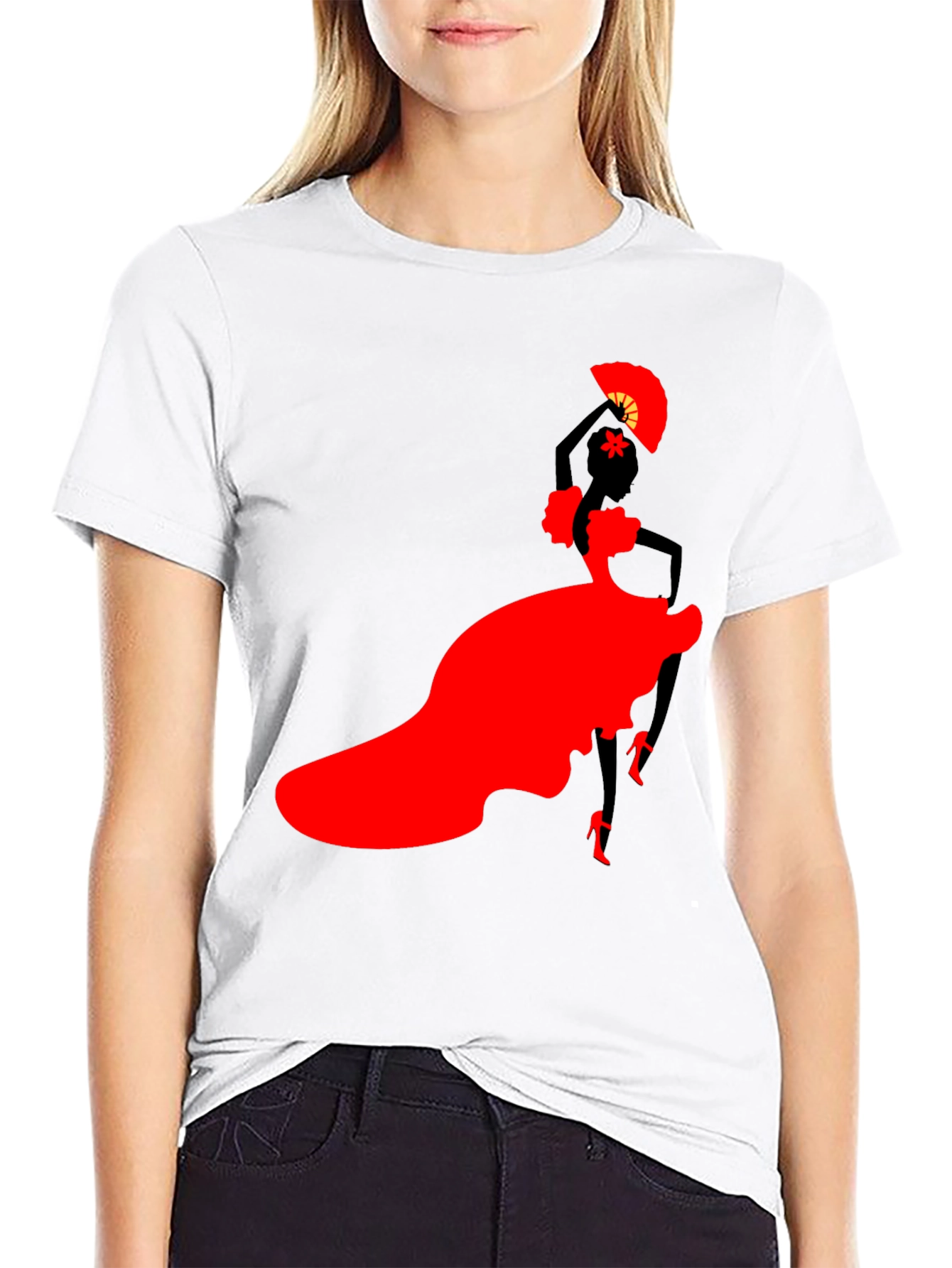 Flamenco Dancer Graphic Tee - Stylish Black T-Shirt
