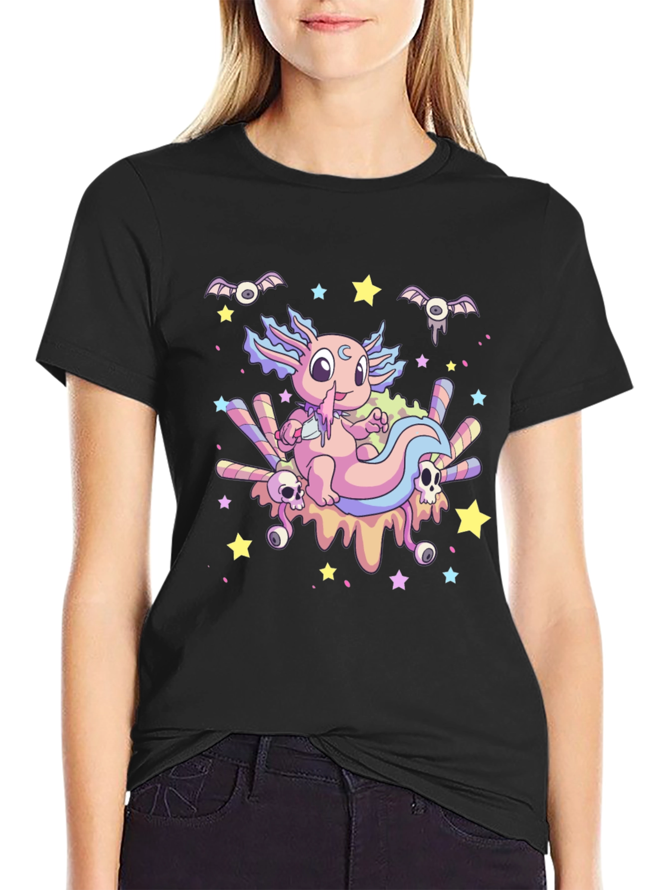 Cute Axolotl Kawaii Goth T-Shirt