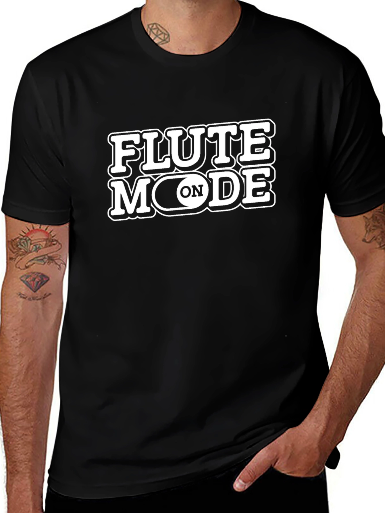 Flute Mode ON Black T-Shirt