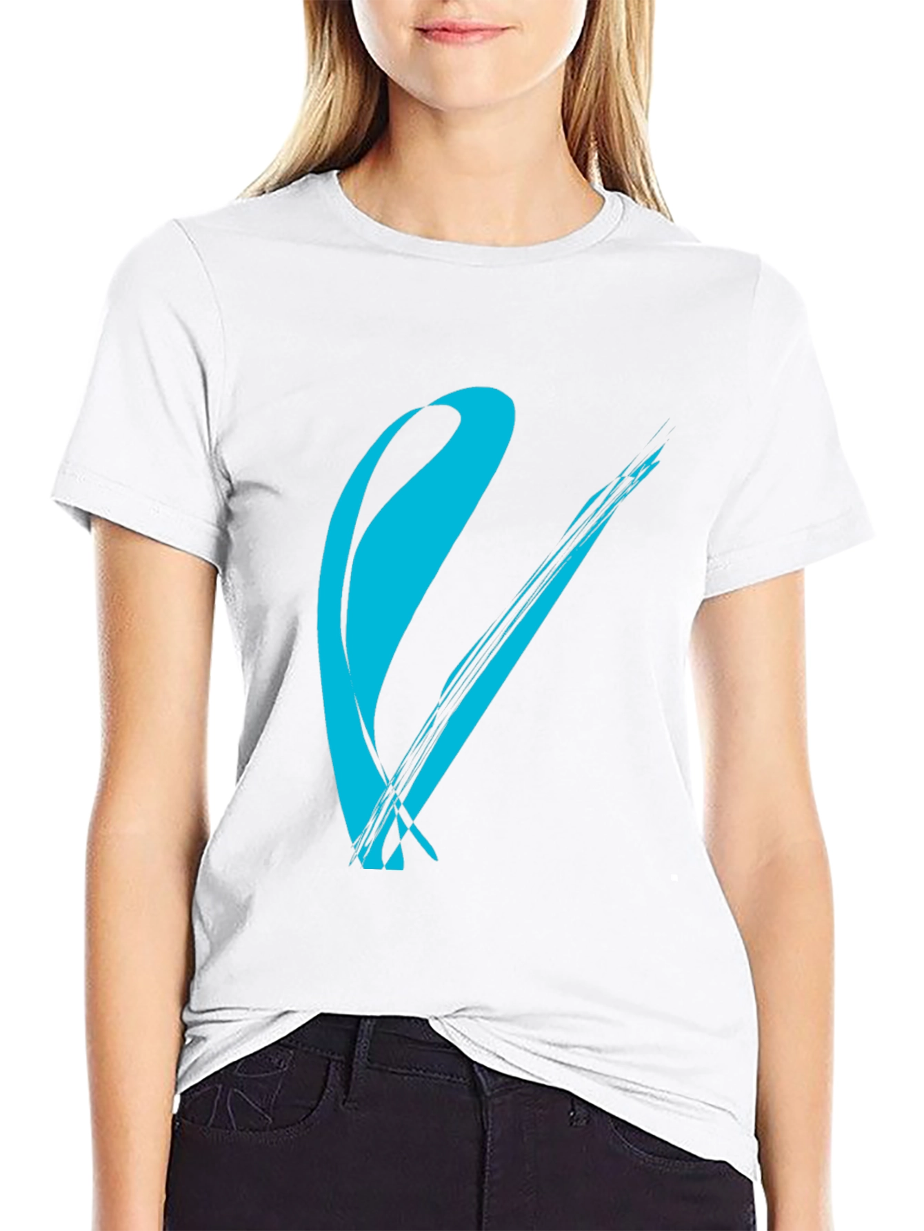 Modern Brush Stroke Graphic Tee - Black