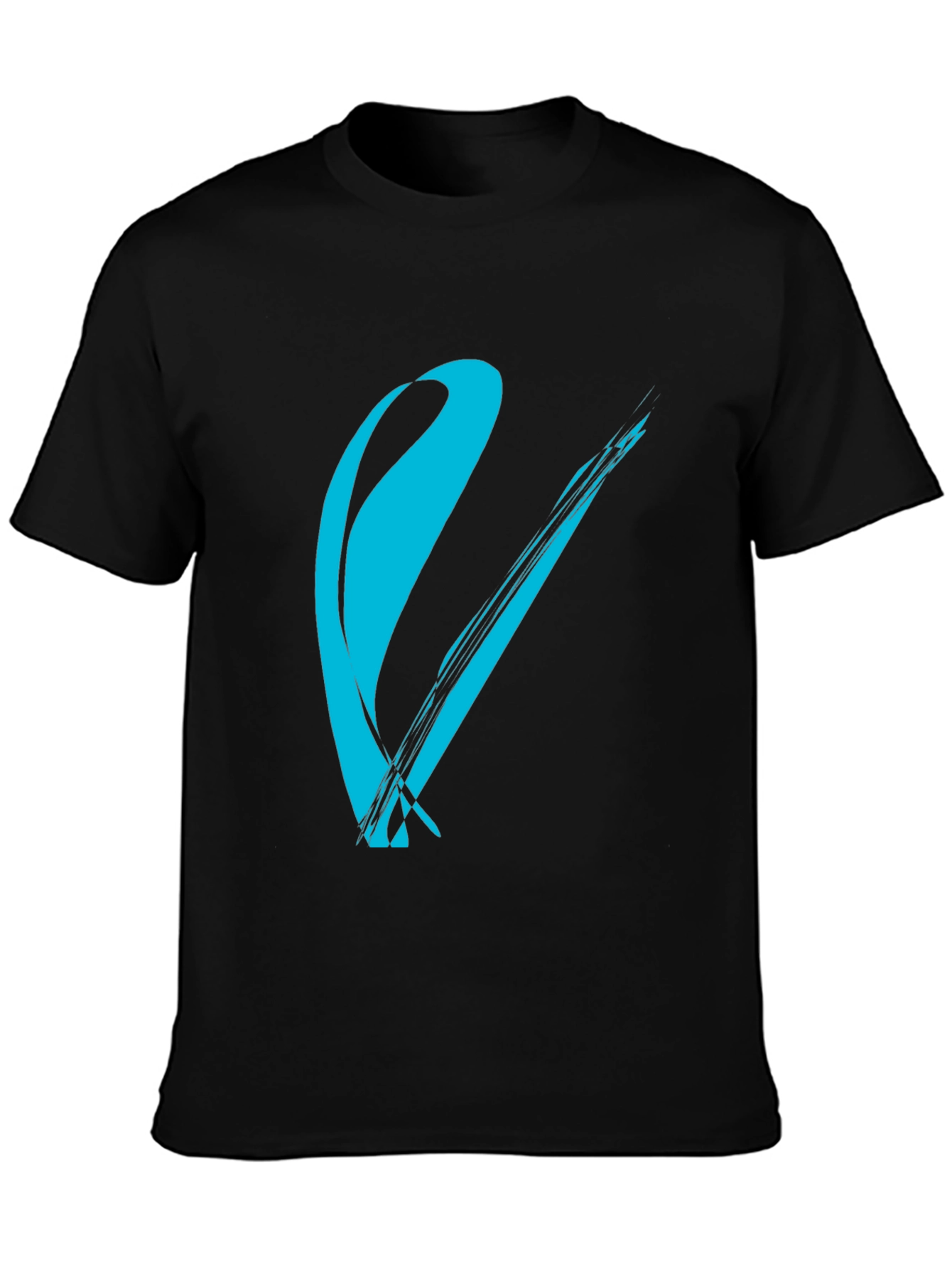 Modern Brush Stroke Graphic Tee - Black