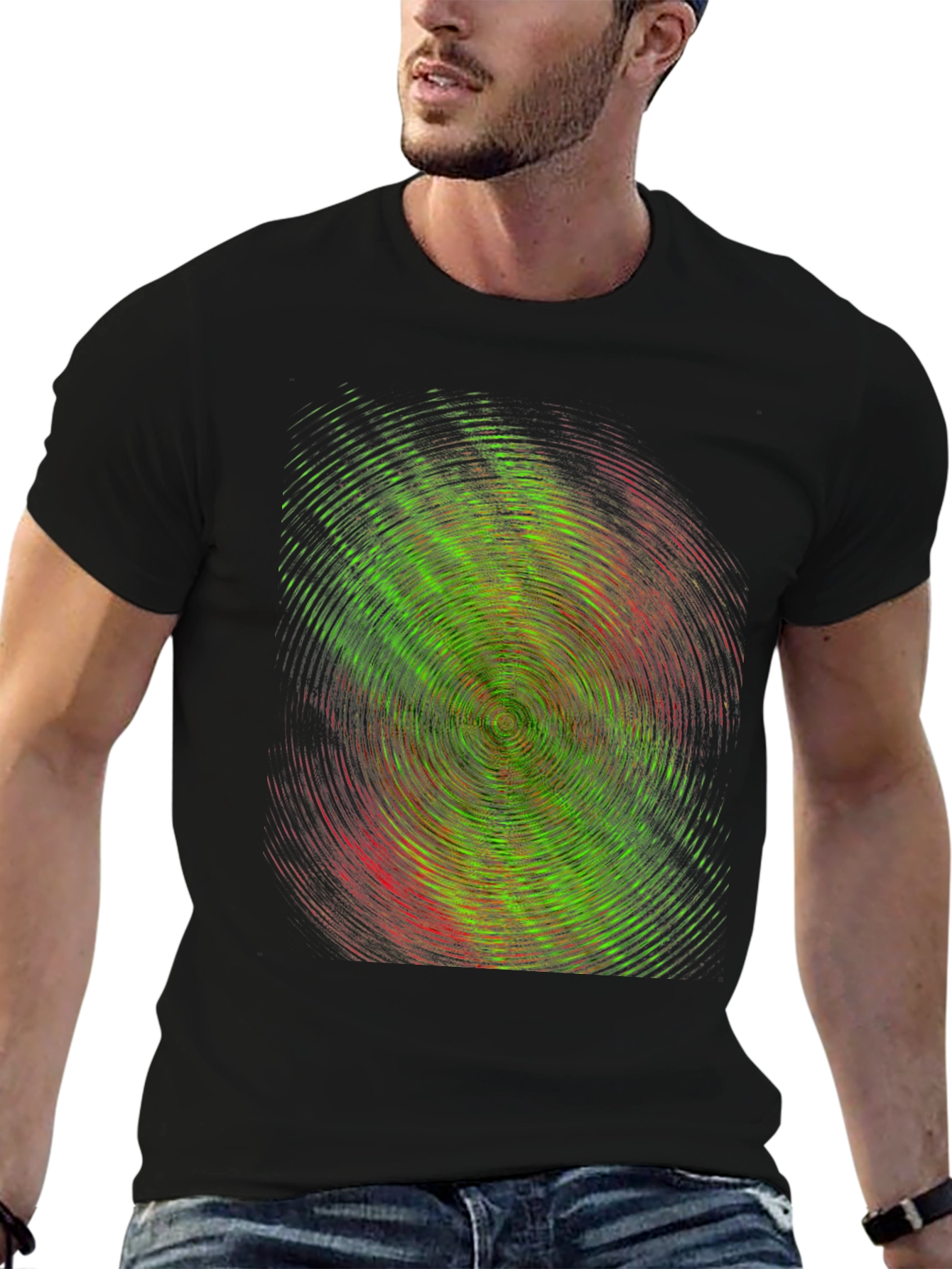 Vortex Graphic Black T-Shirt - Modern Abstract Design
