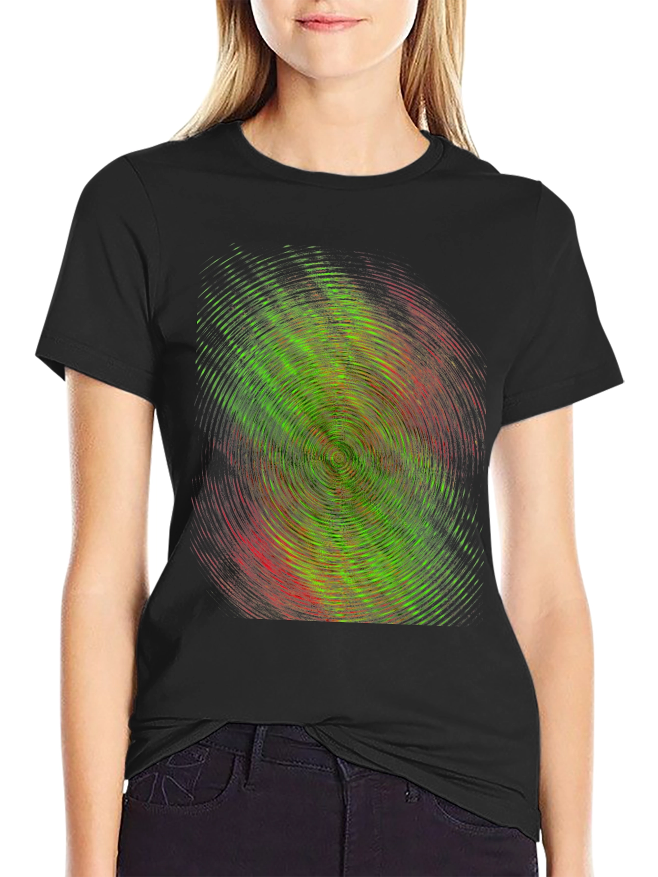 Vortex Graphic Black T-Shirt - Modern Abstract Design