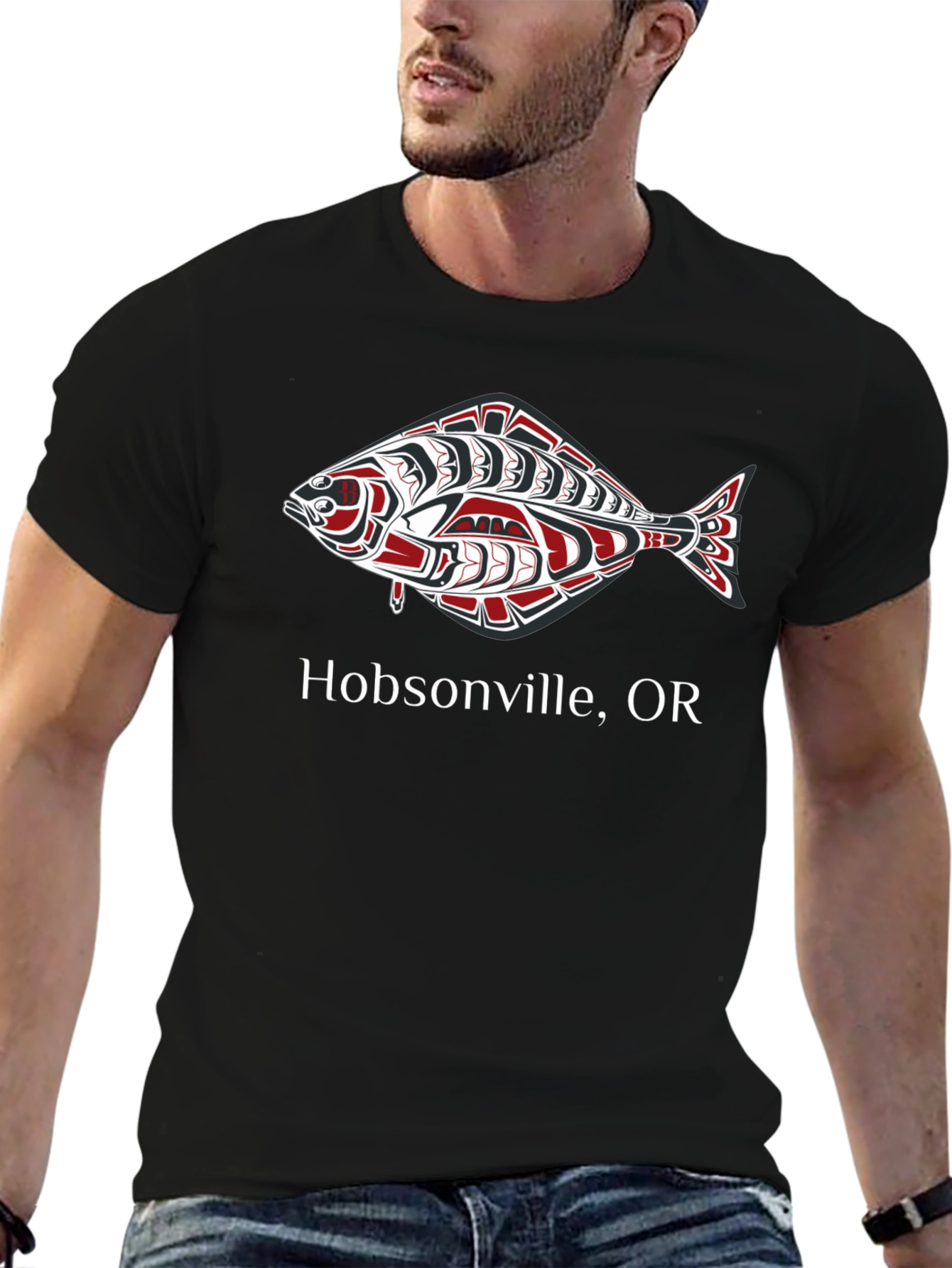 Hobsonville OR Fish Graphic Tee - Black
