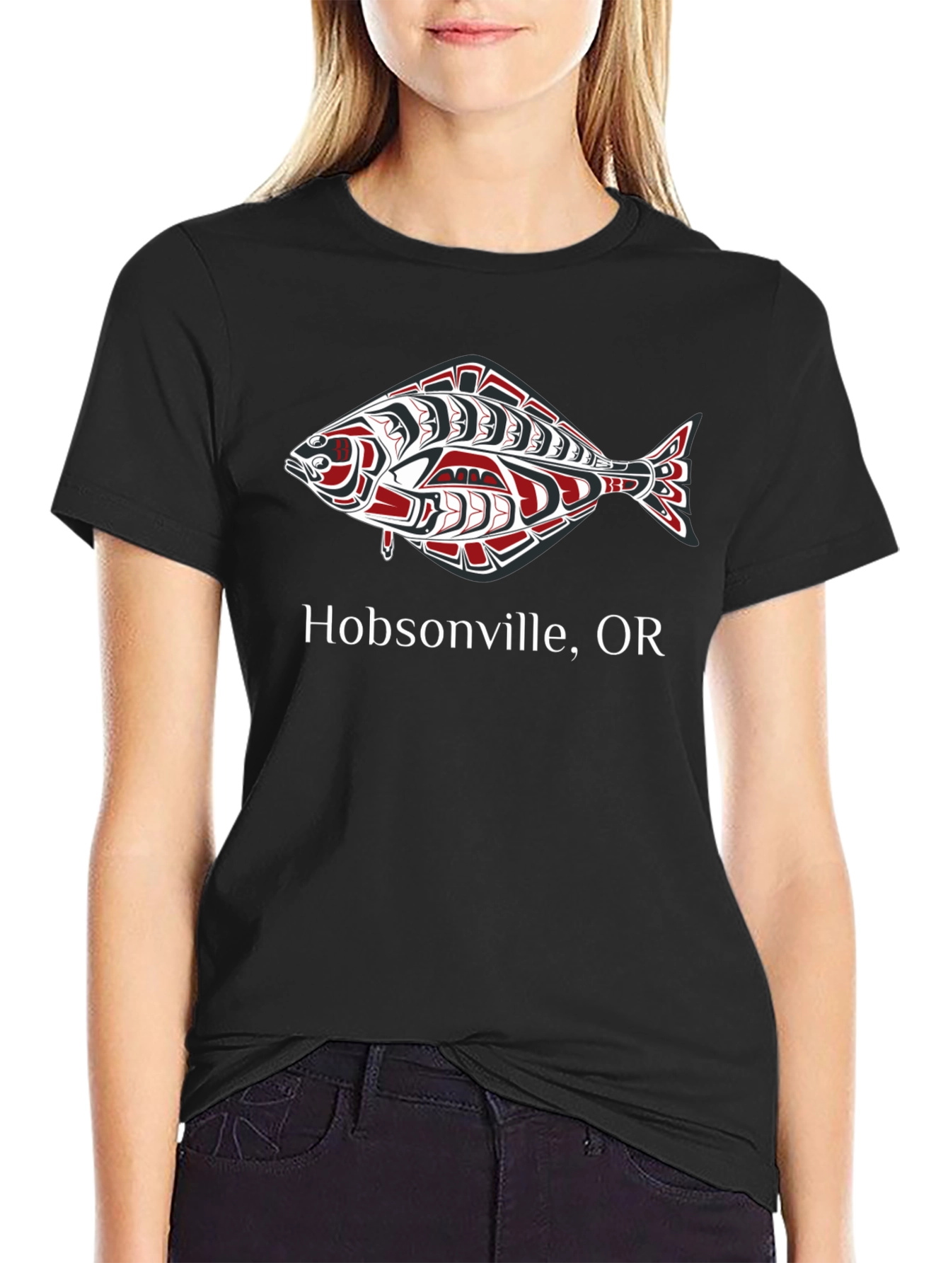 Hobsonville OR Fish Graphic Tee - Black