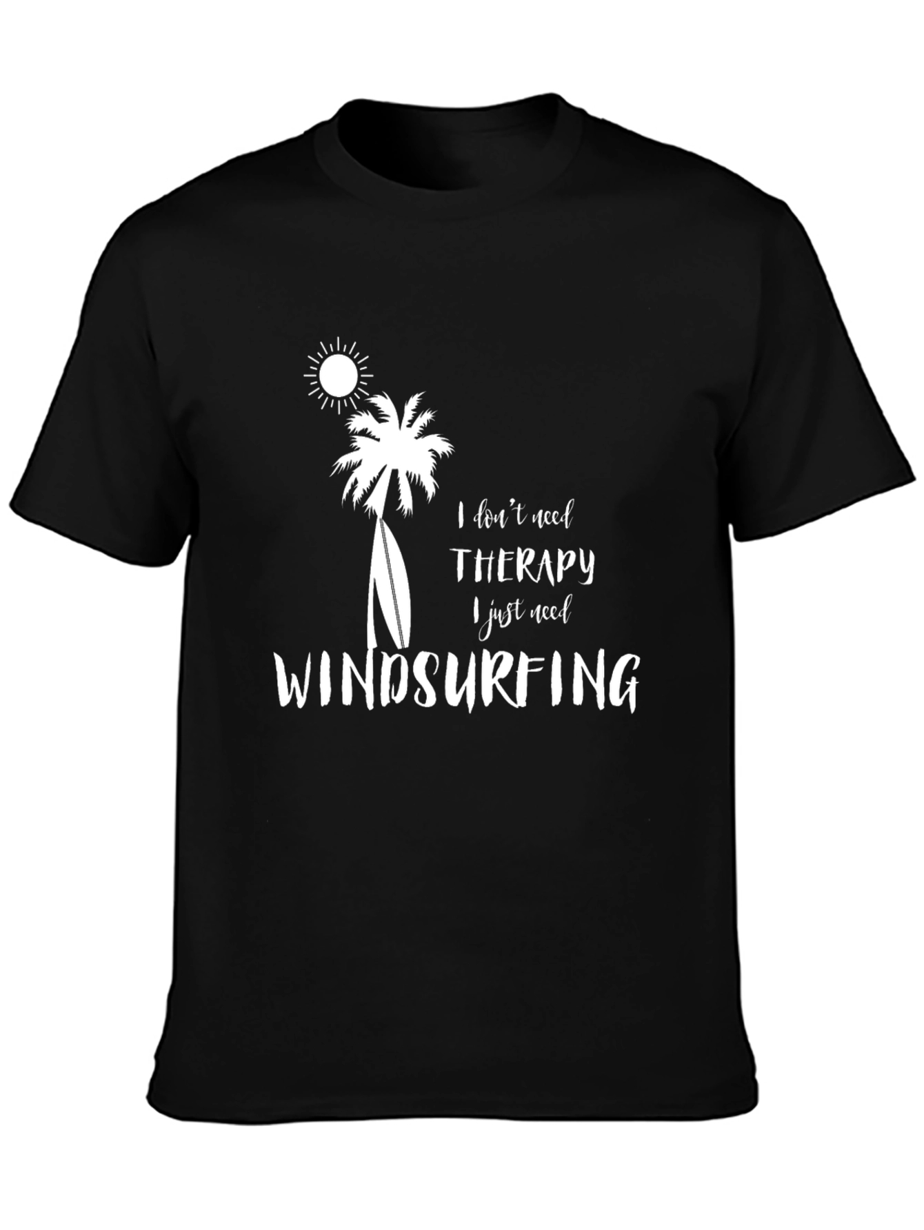 Windsurfing Therapy T-Shirt - Black Cotton Tee