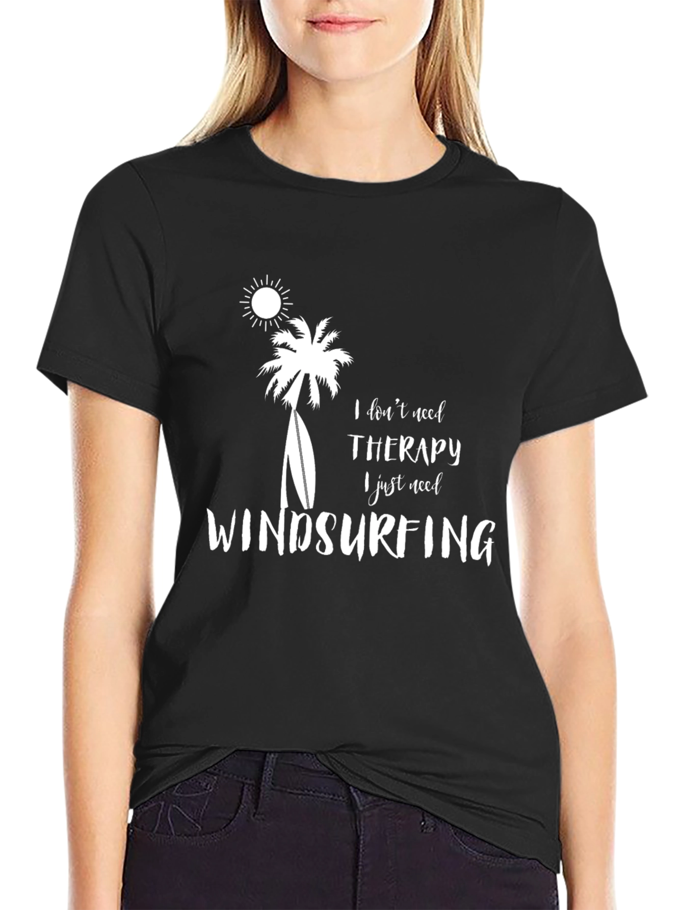 Windsurfing Therapy T-Shirt - Black Cotton Tee