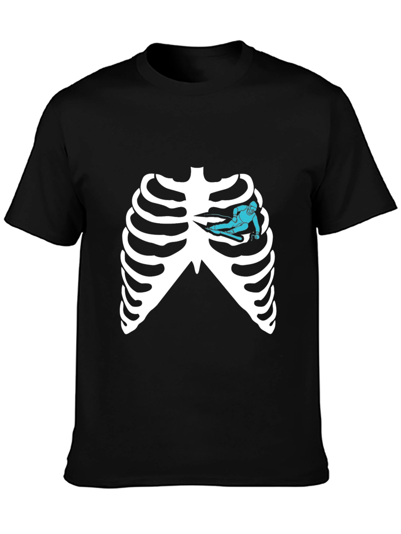 Skeleton Rib Cage Ski T-Shirt - Black