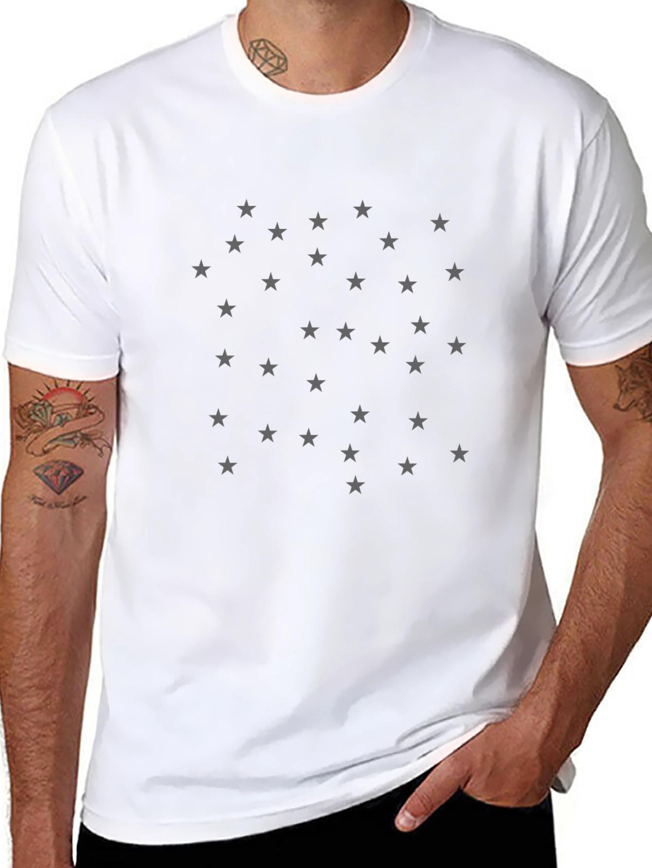 Stars Pattern Crewneck T-Shirt