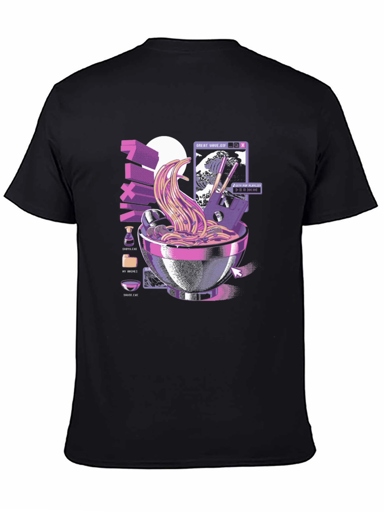 Retro Ramen T-Shirt - Great Wave Design