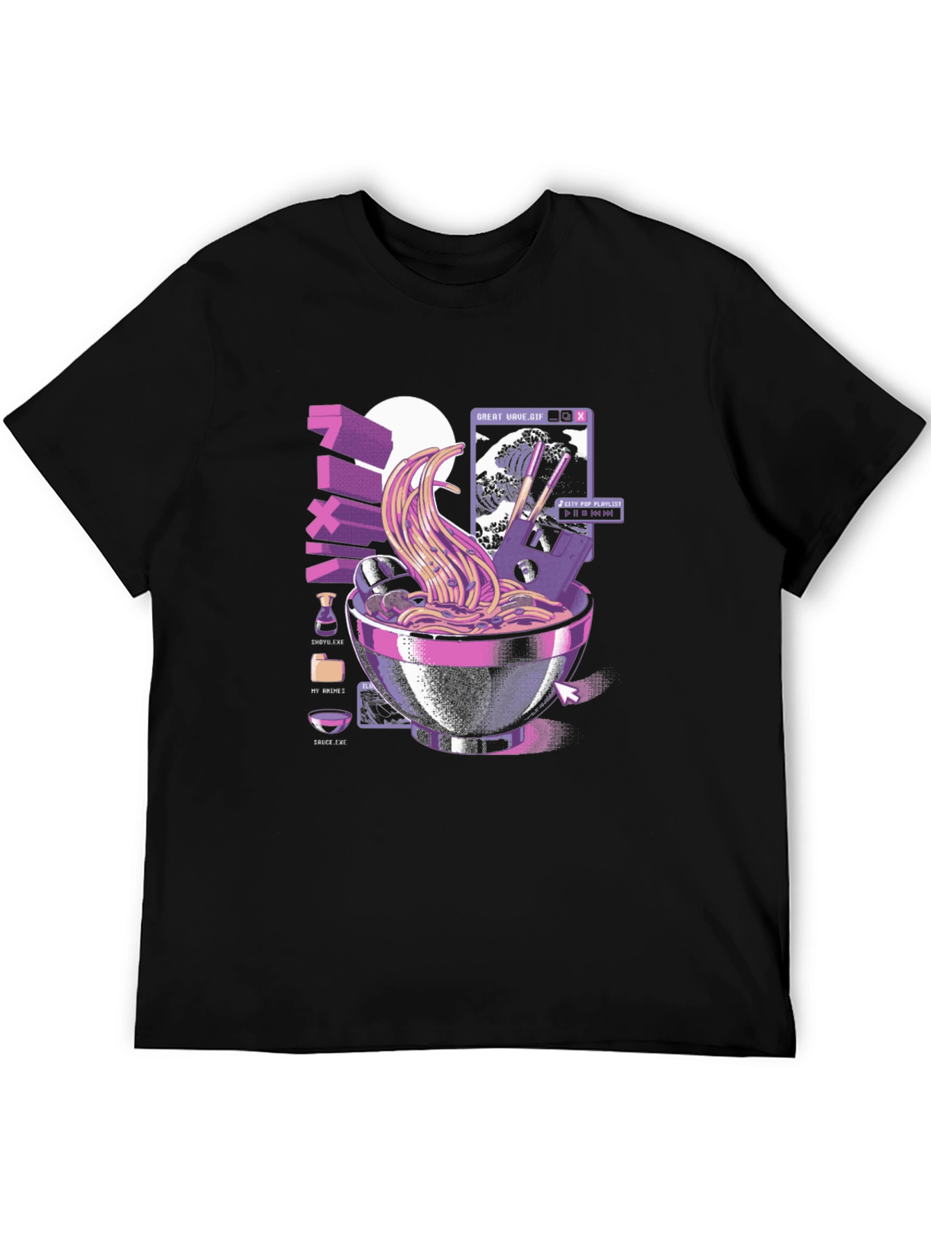 Retro Ramen T-Shirt - Great Wave Design