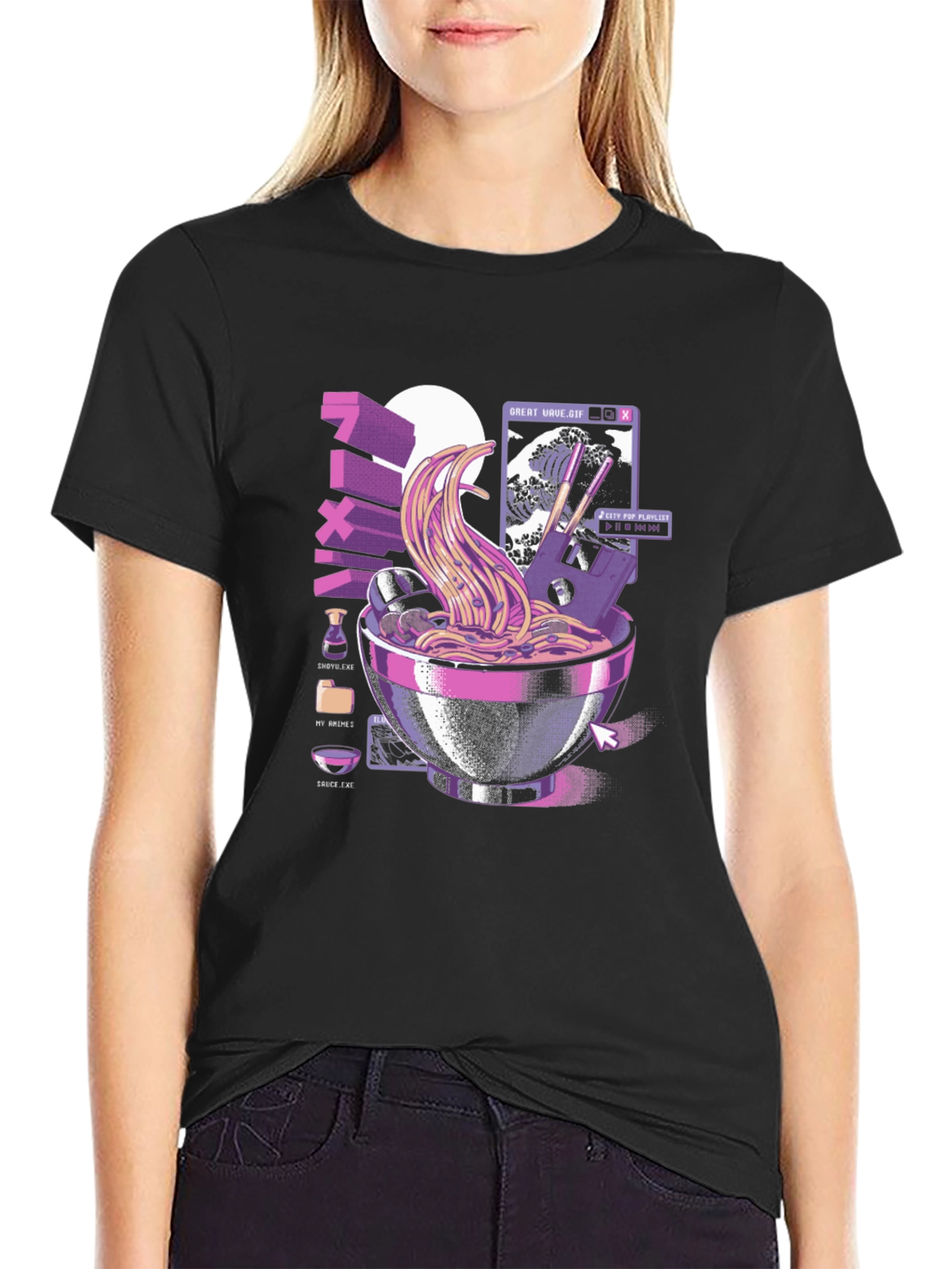 Retro Ramen T-Shirt - Great Wave Design