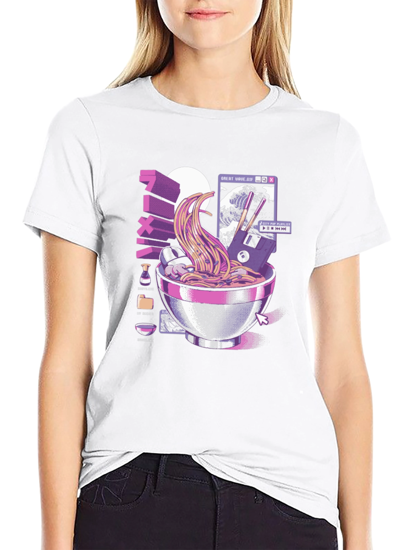 Retro Ramen T-Shirt - Great Wave Design
