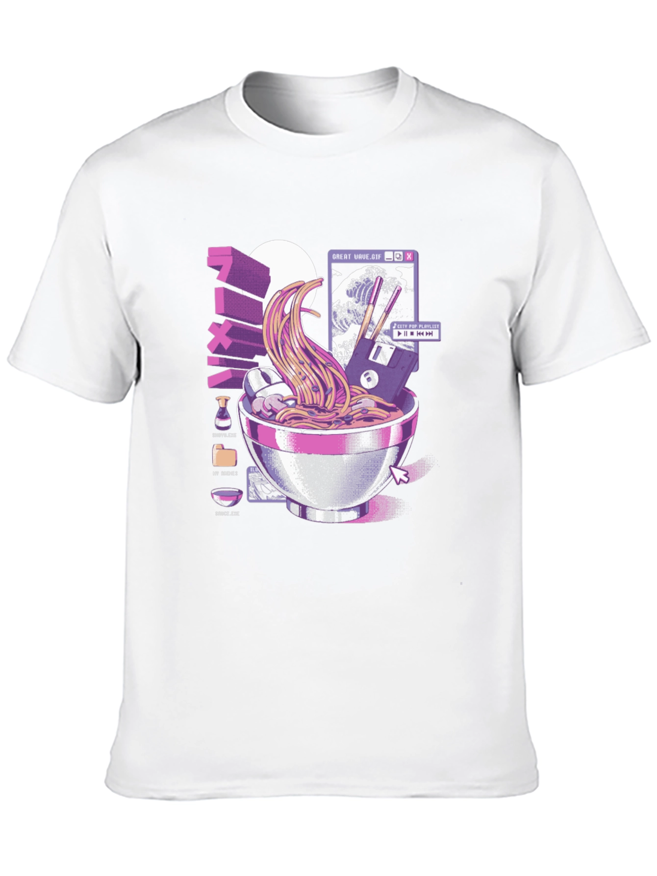Retro Ramen T-Shirt - Great Wave Design