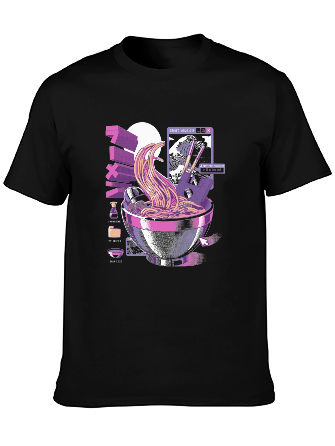 Retro Ramen T-Shirt - Great Wave Design