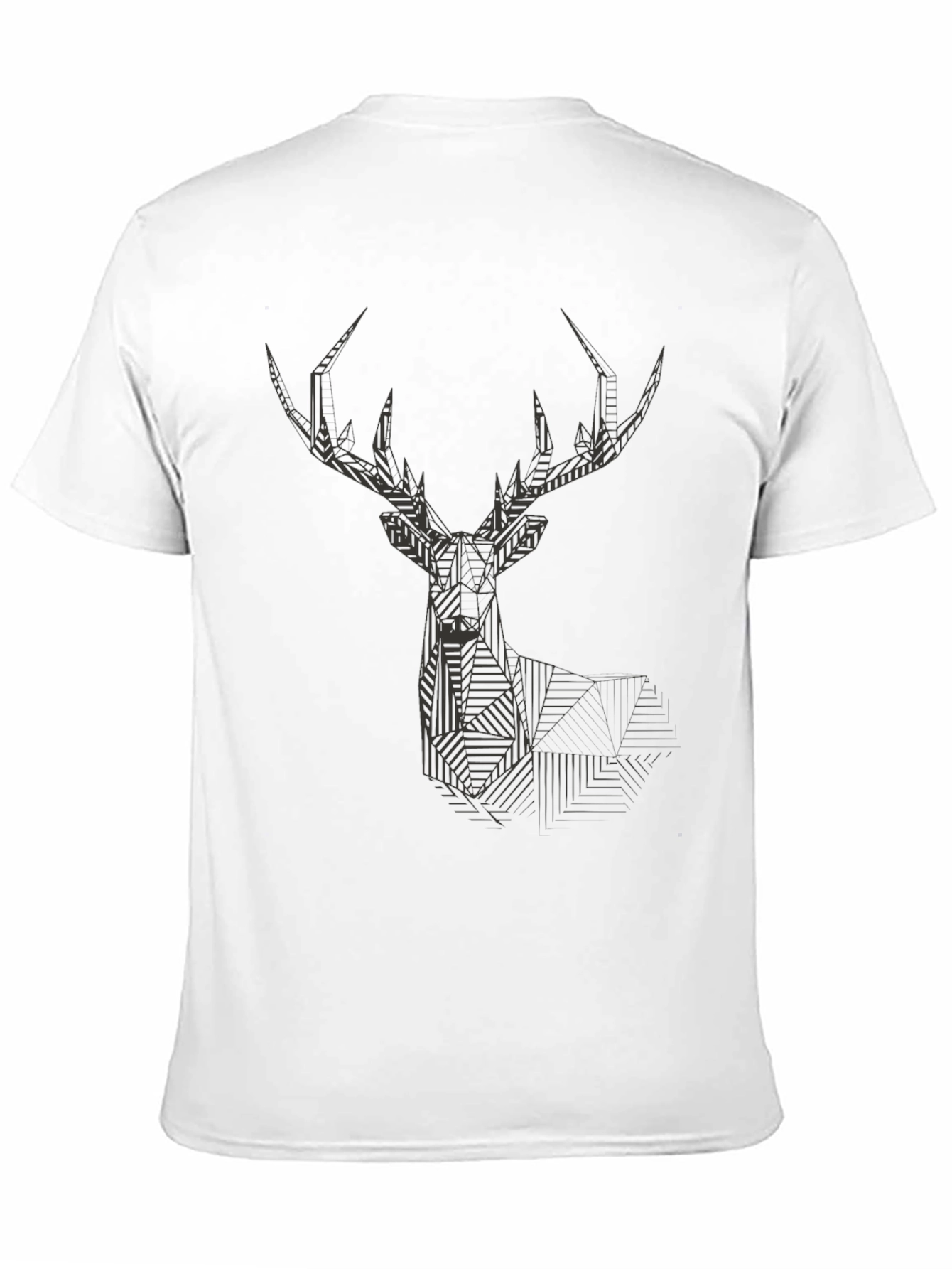 Geometric Deer Head Graphic Black T-Shirt