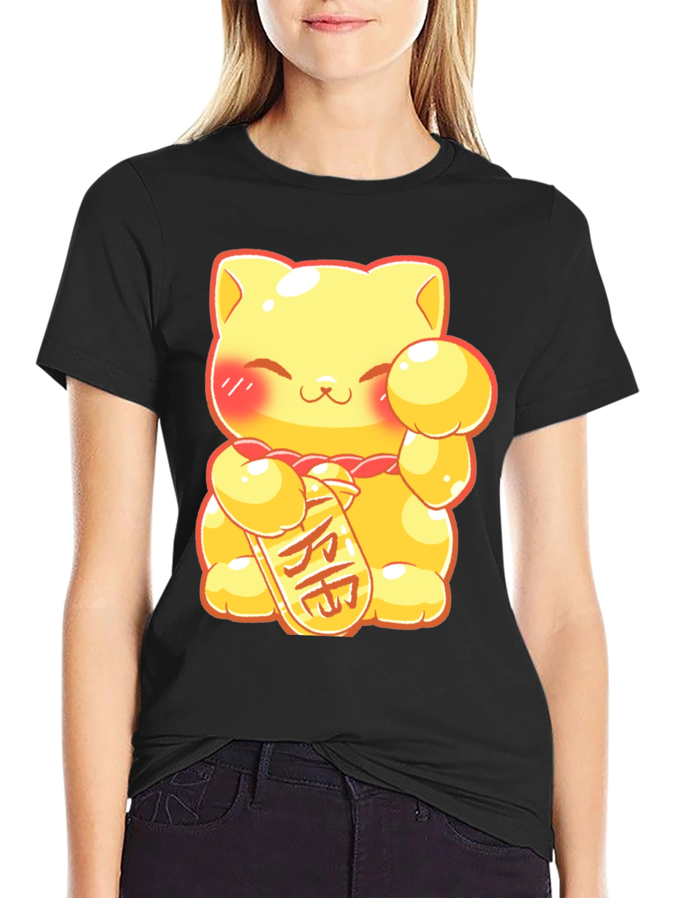 Lucky Cat Graphic Tee - Kawaii Style
