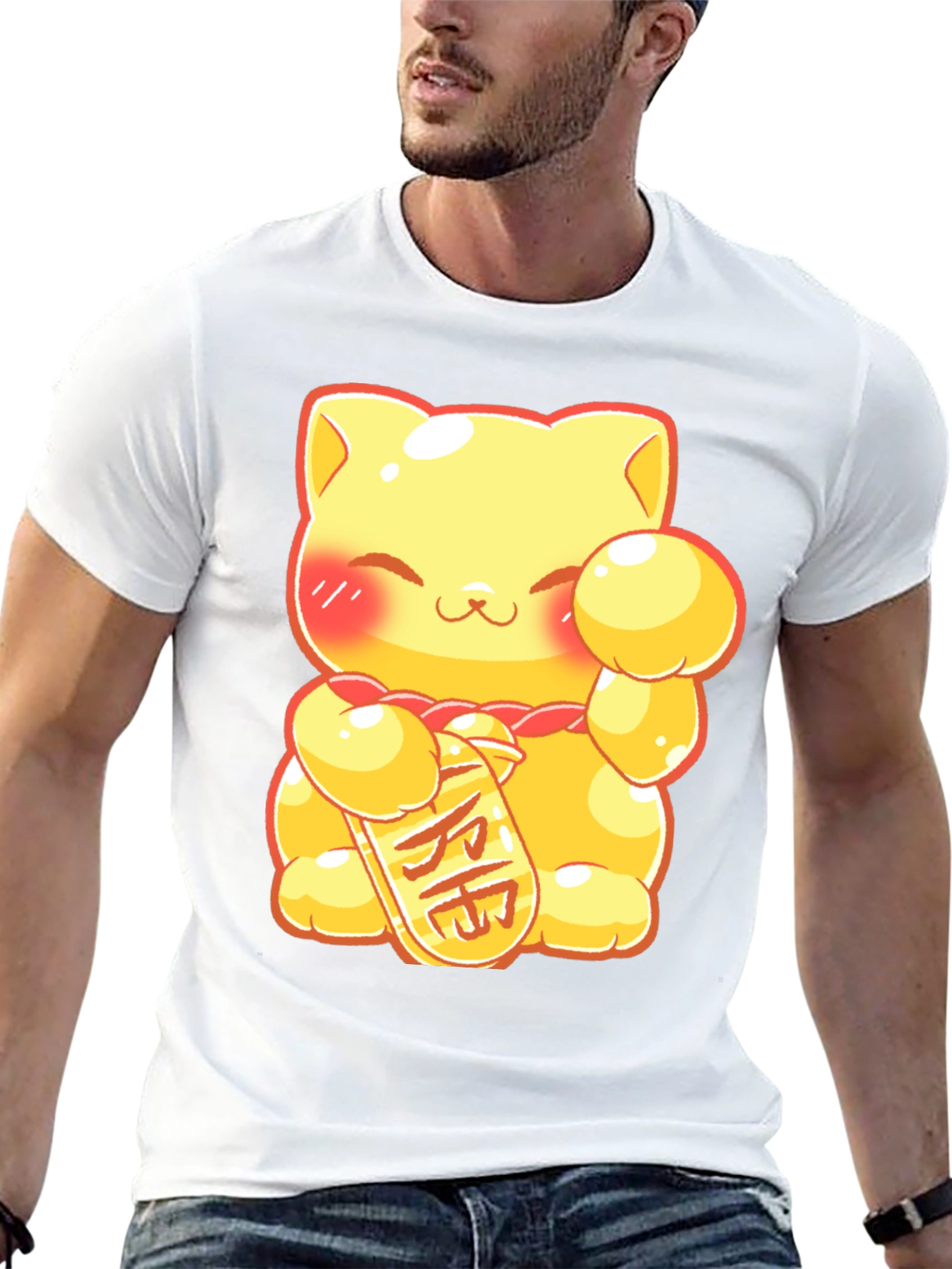 Lucky Cat Graphic Tee - Kawaii Style