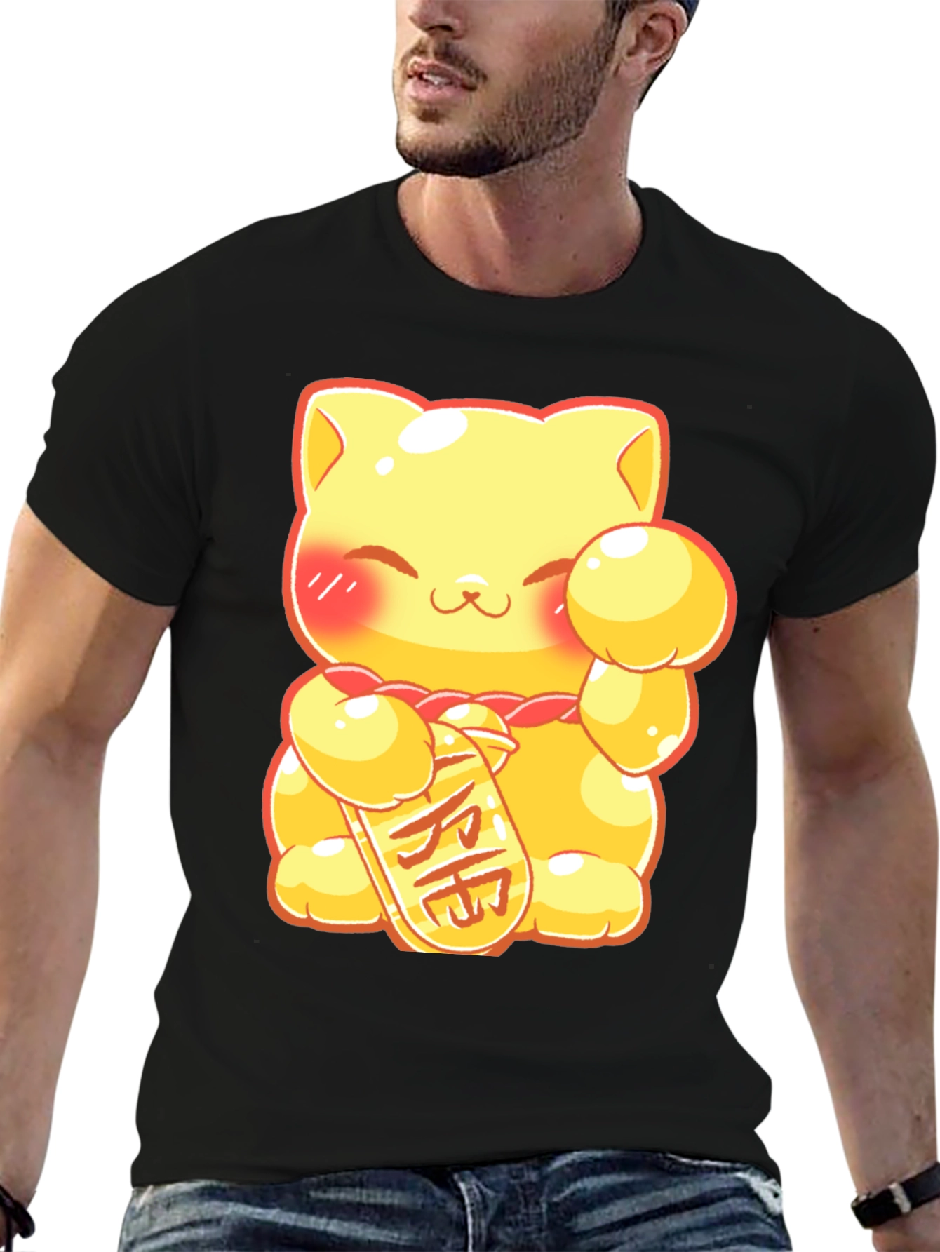 Lucky Cat Graphic Tee - Kawaii Style