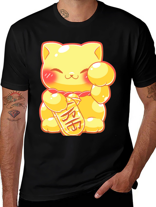 Lucky Cat Graphic Tee - Kawaii Style