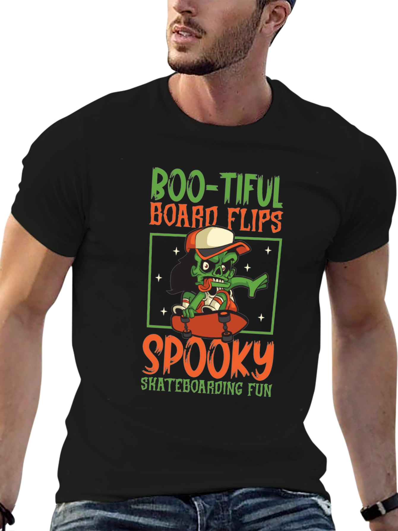 Boo-tiful Skateboarder Graphic Tee - Halloween Shirt