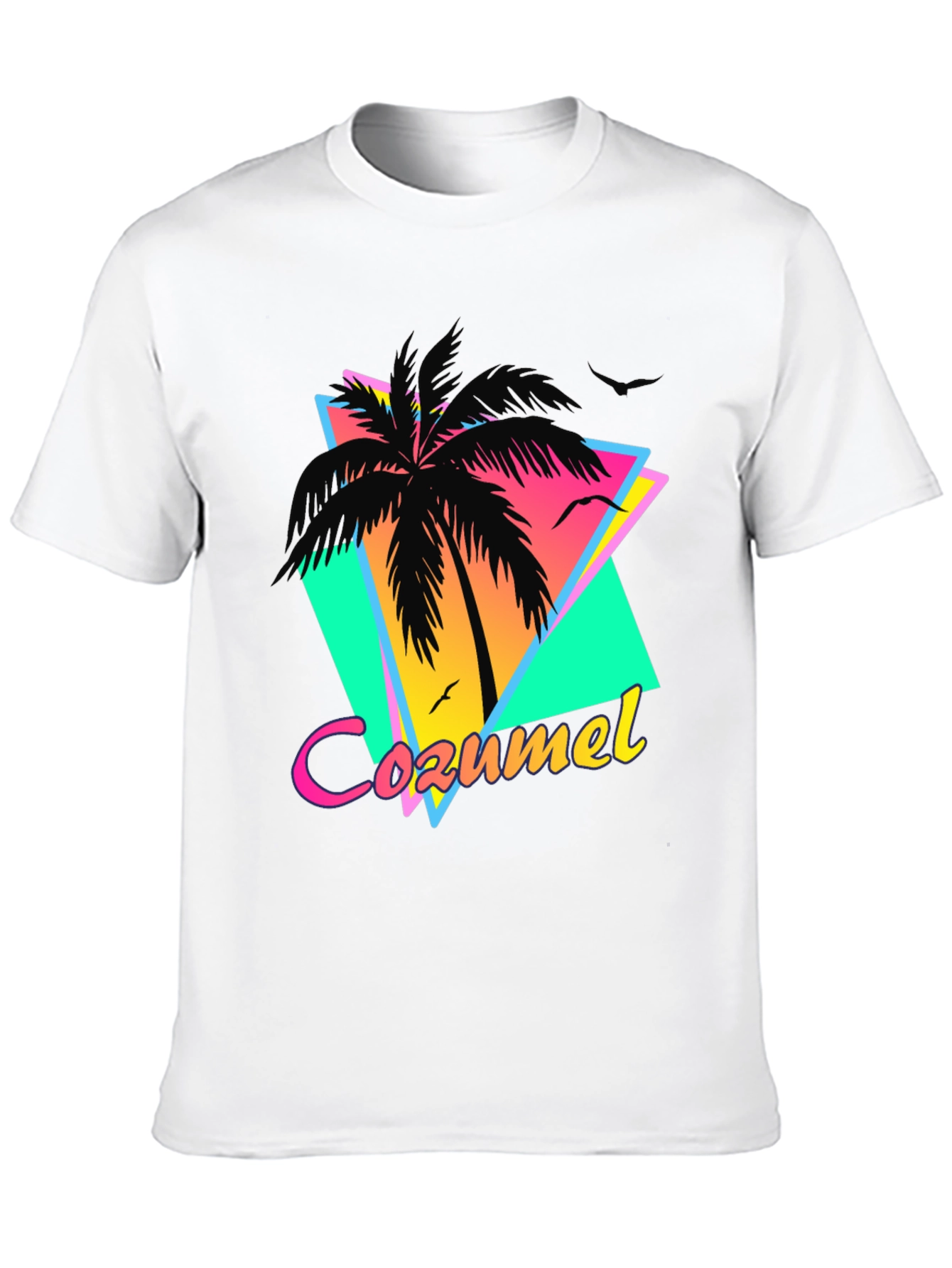 Retro Cozumel Palm Tee - Tropical Island Style