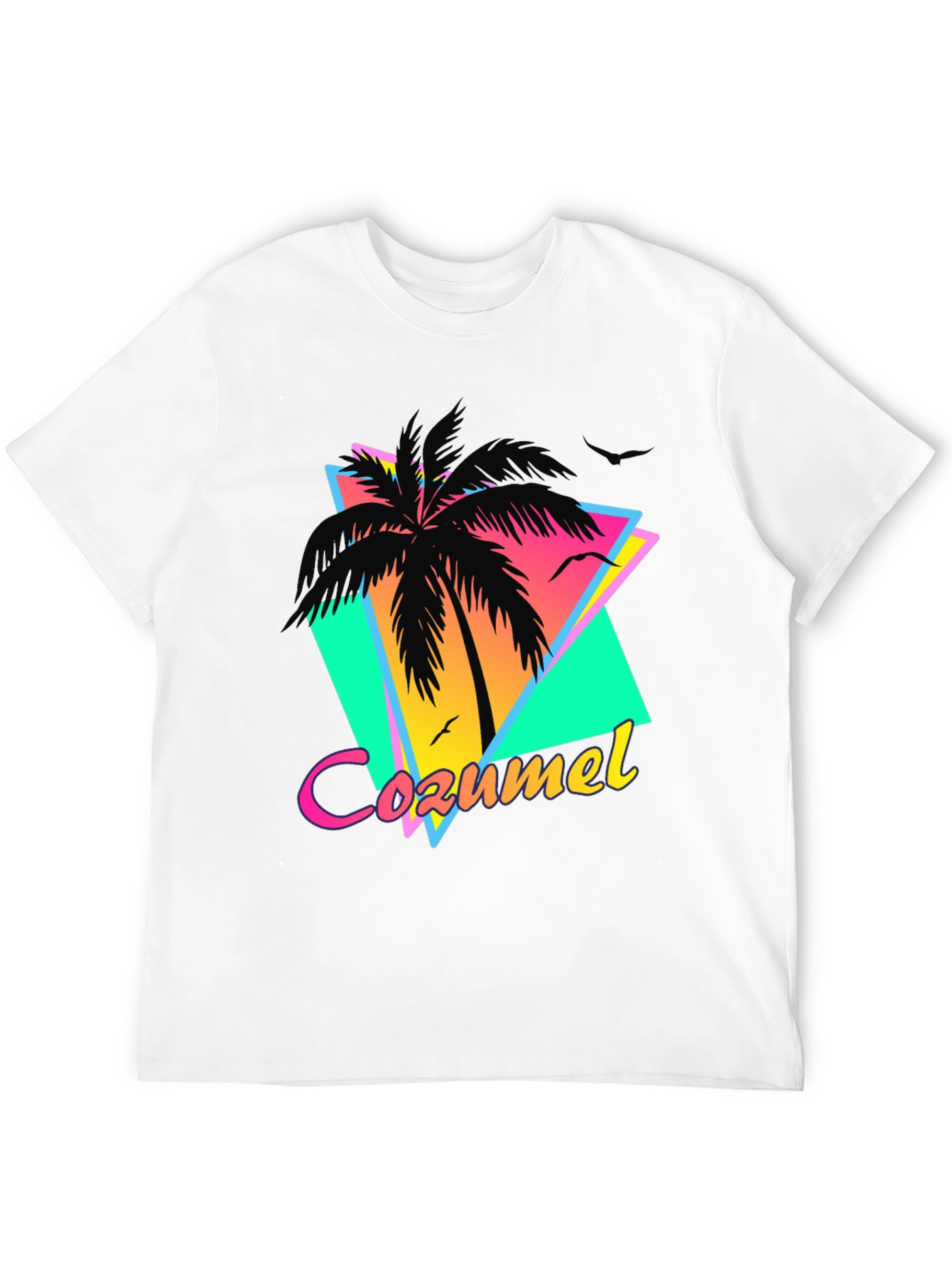 Retro Cozumel Palm Tee - Tropical Island Style