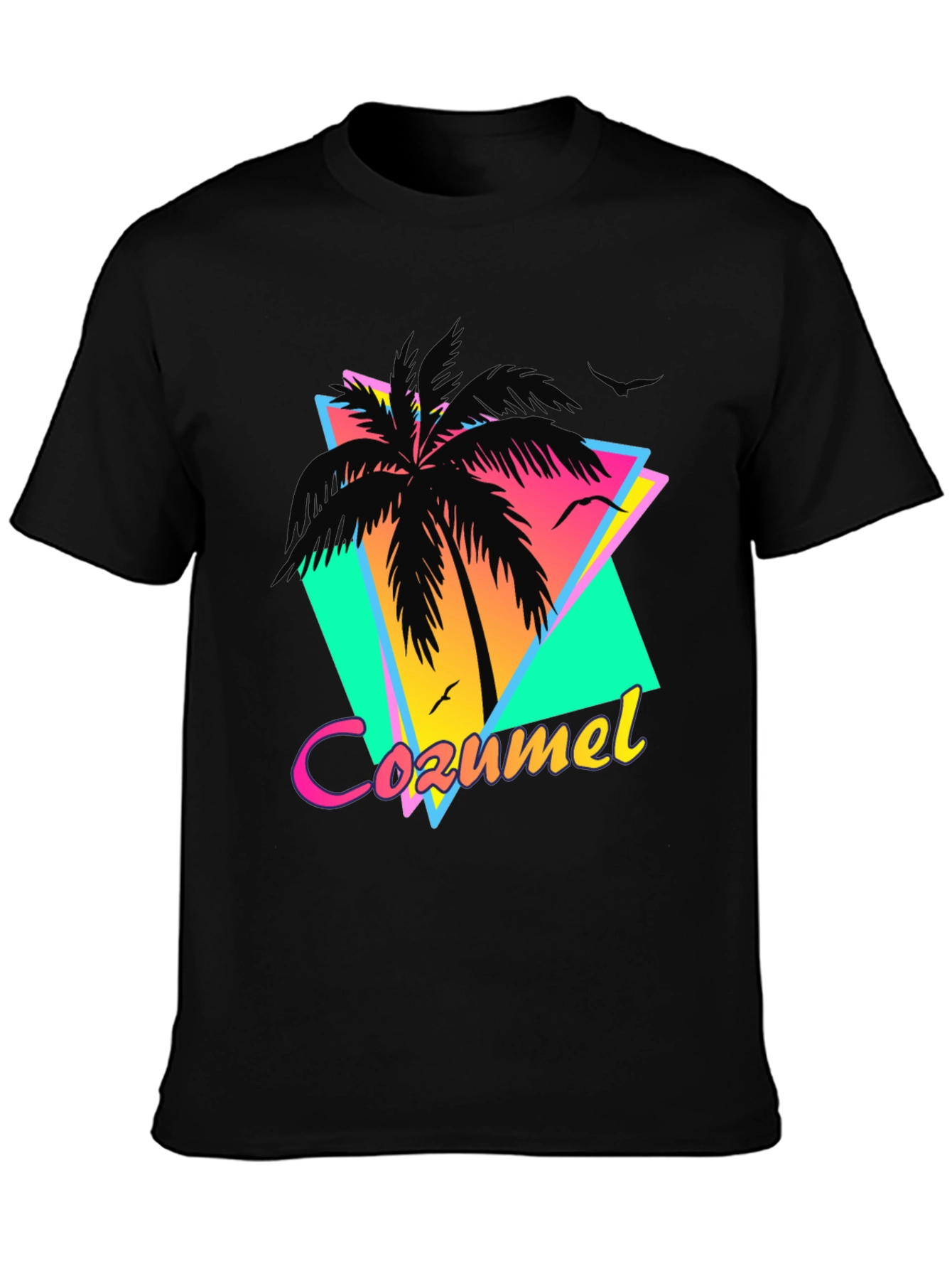 Retro Cozumel Palm Tee - Tropical Island Style