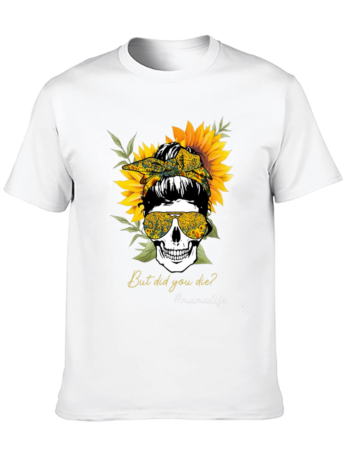 Mama Life Skull Sunflower Graphic Tee