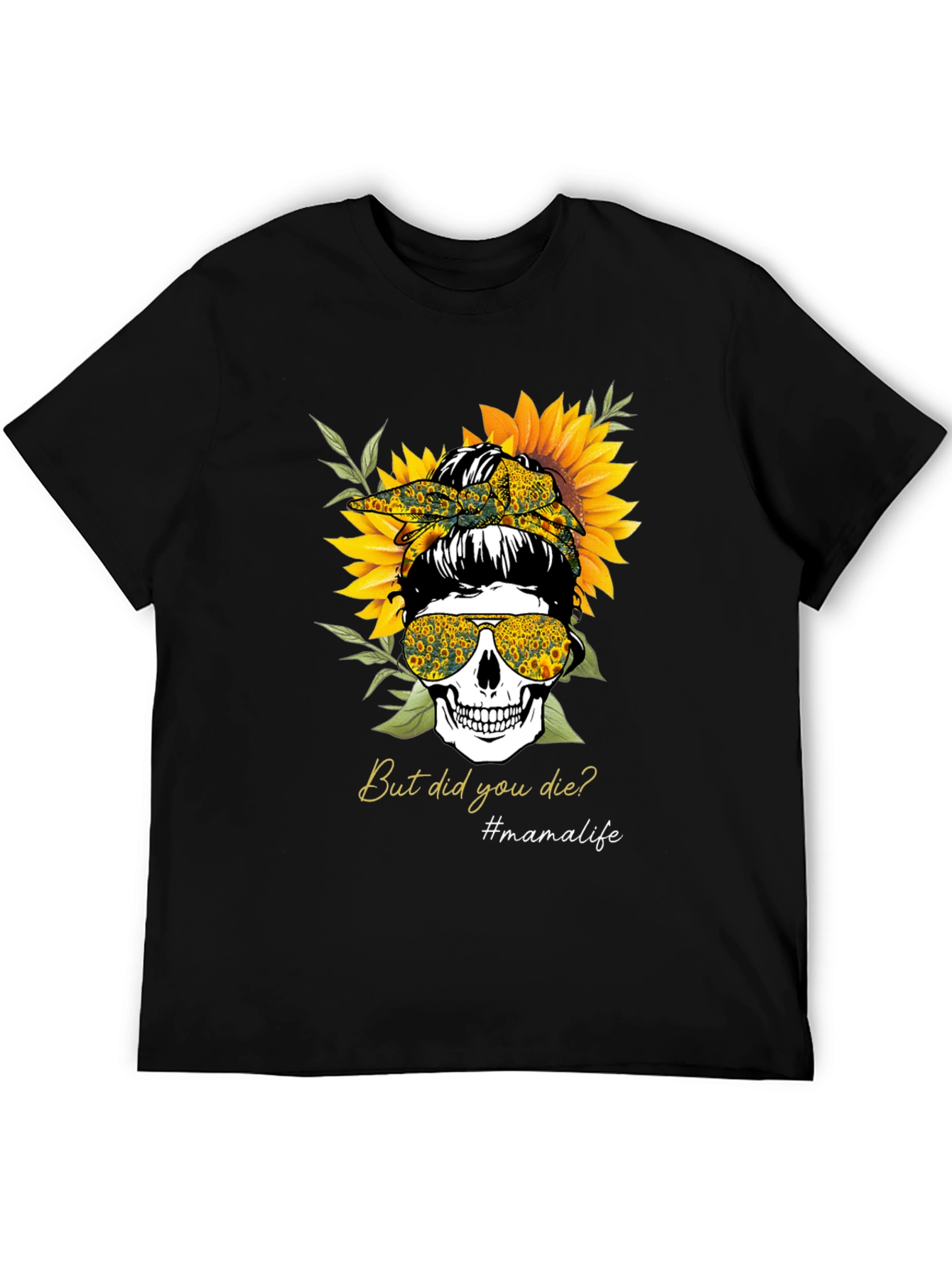 Mama Life Skull Sunflower Graphic Tee