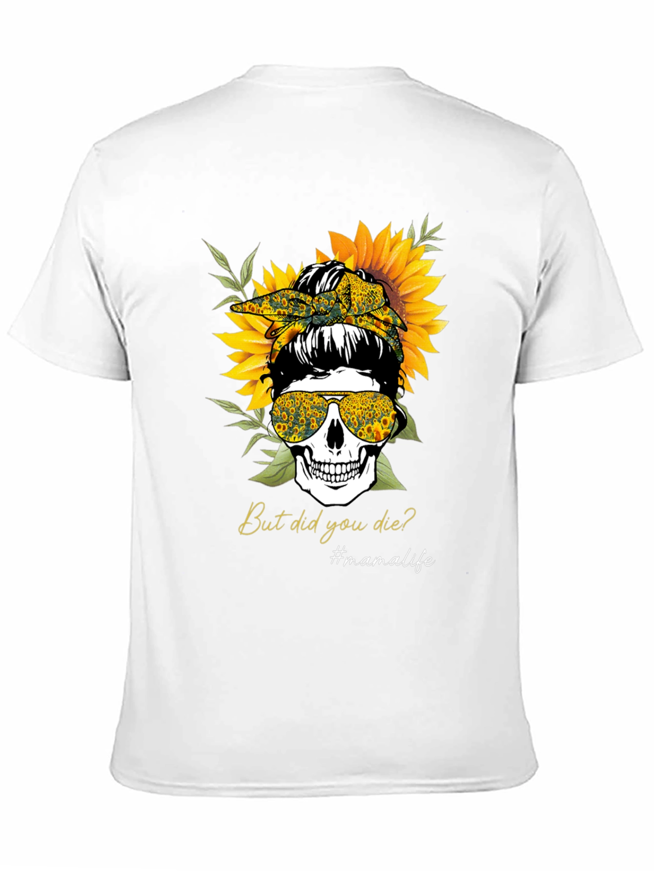Mama Life Skull Sunflower Graphic Tee