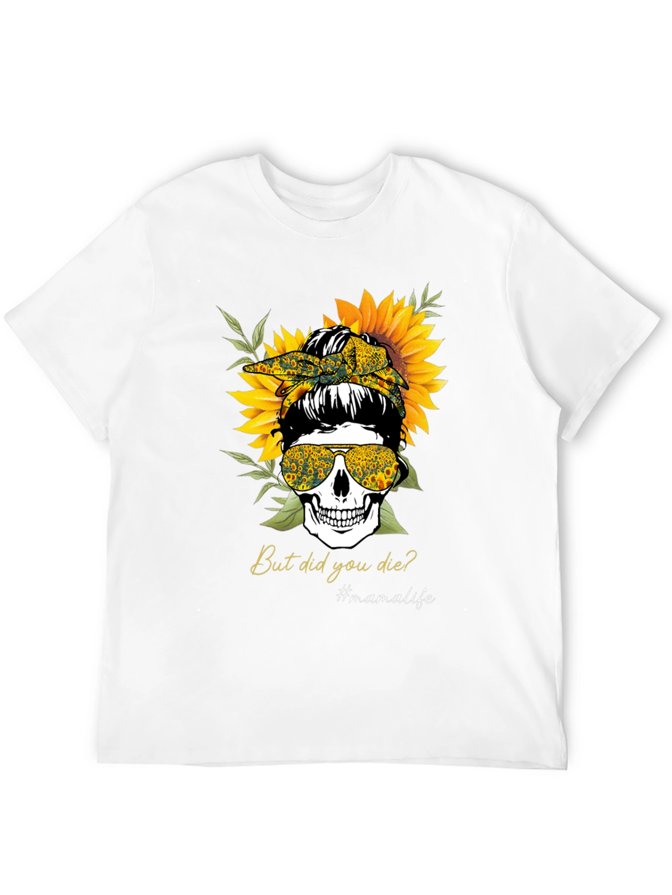 Mama Life Skull Sunflower Graphic Tee