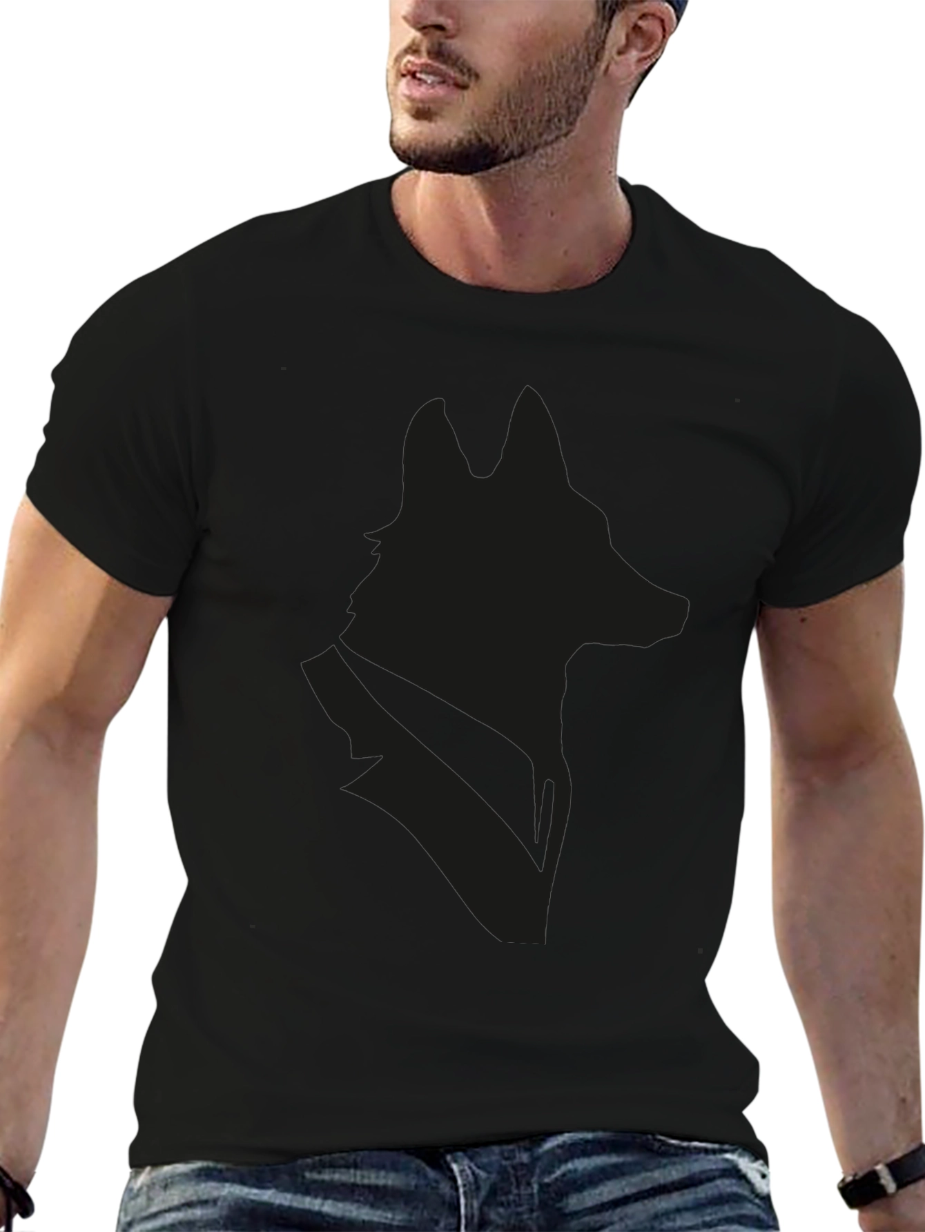 Black Wolf Silhouette Graphic Tee - Modern Style
